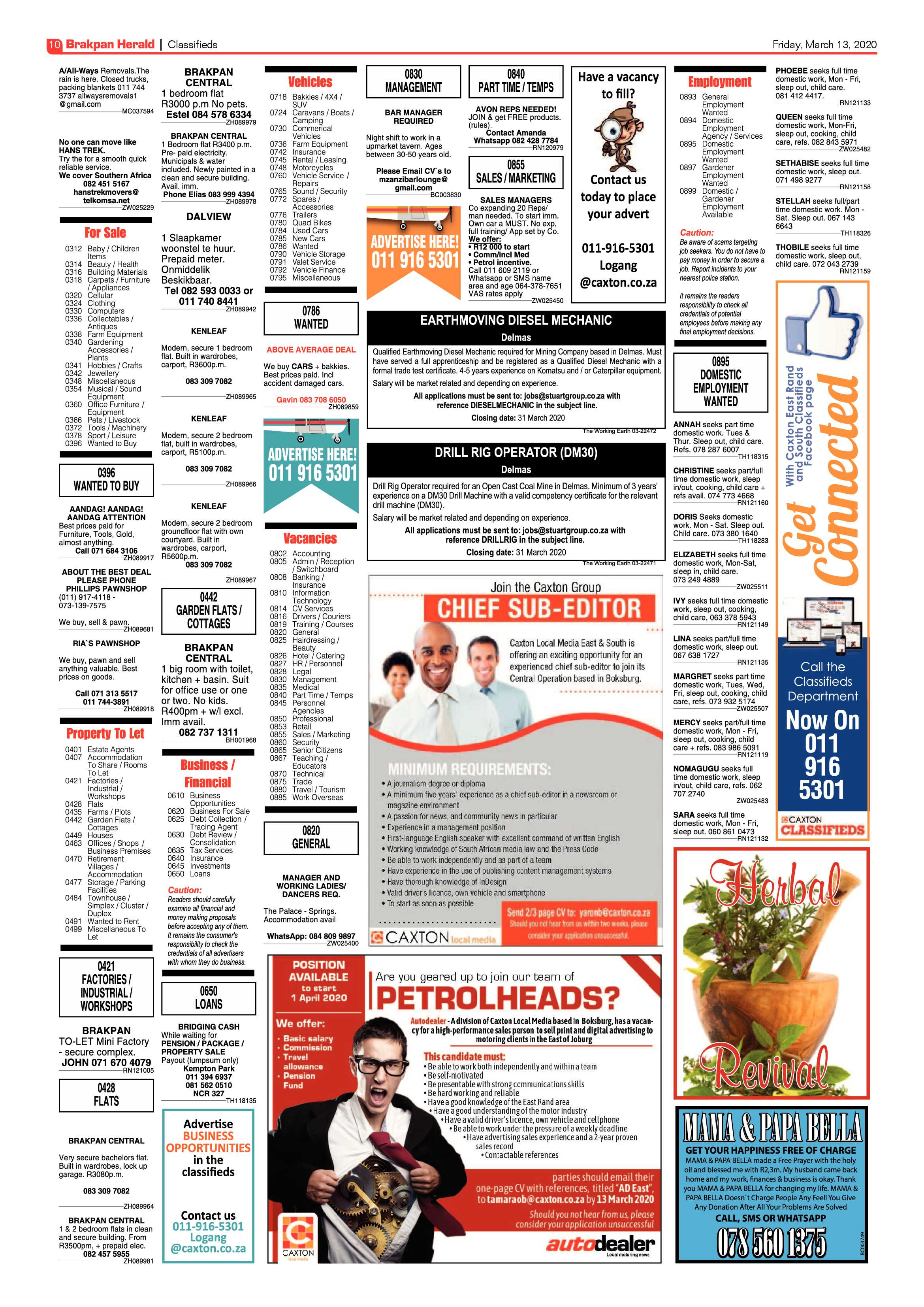 Brakpan Herald 13 March 2020 page 10