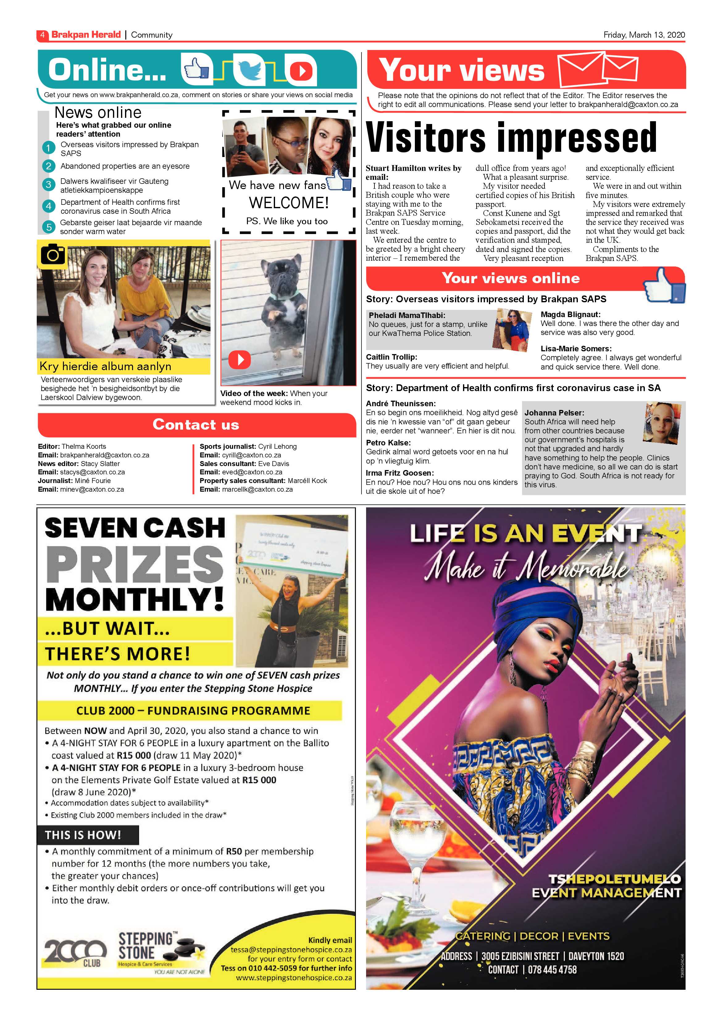 Brakpan Herald 13 March 2020 page 4