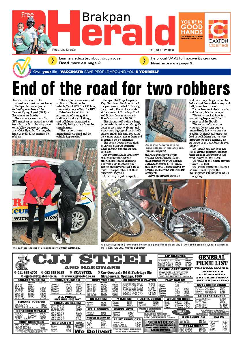 Brakpan Herald 13 May 2022 page 1