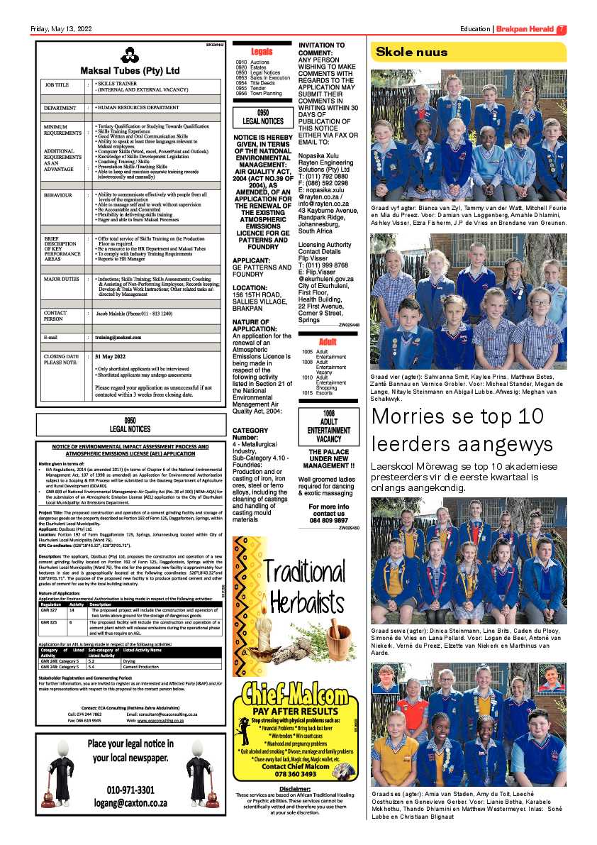 Brakpan Herald 13 May 2022 page 7