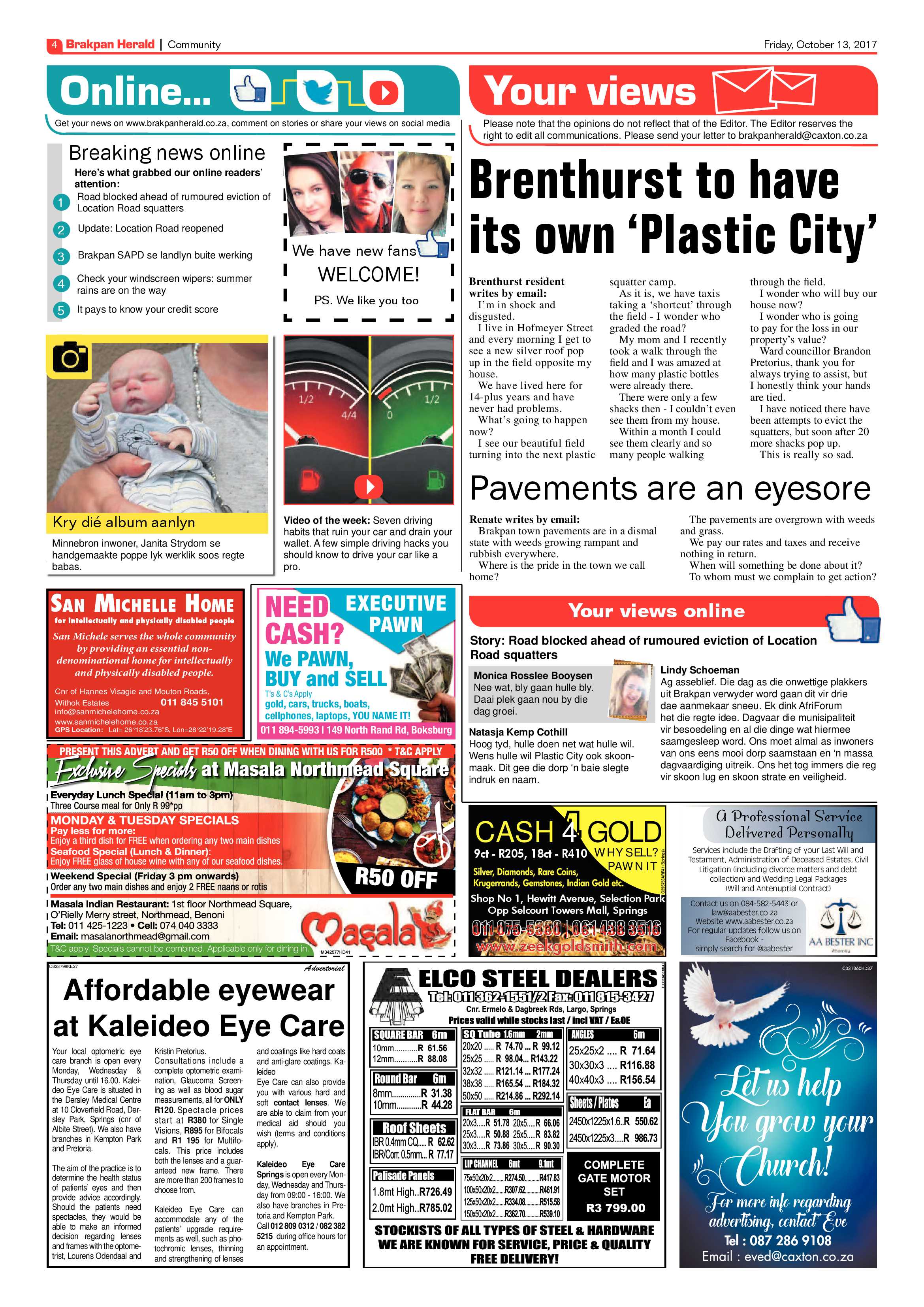 Brakpan Herald 13 October 2017 page 4