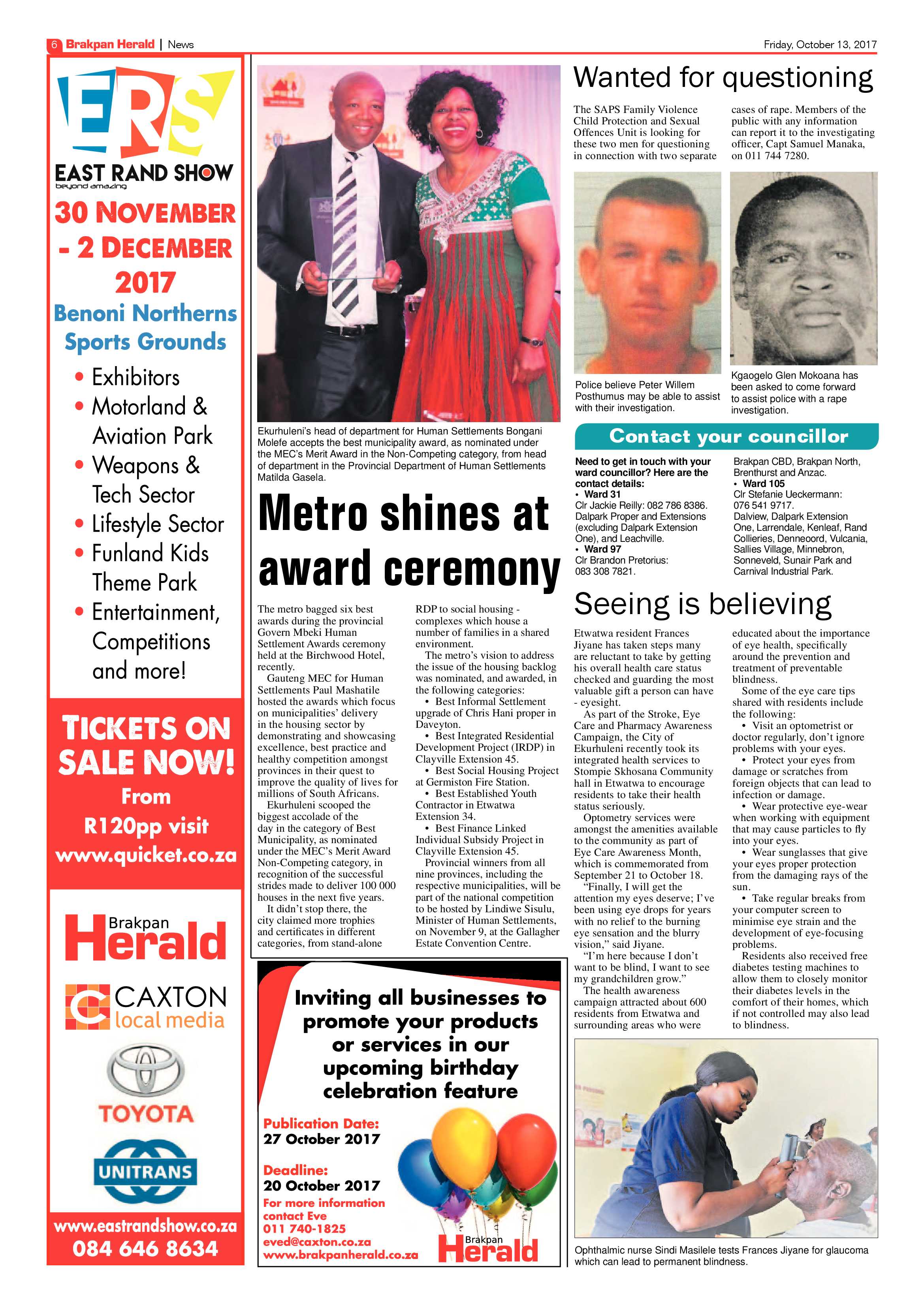 Brakpan Herald 13 October 2017 page 6