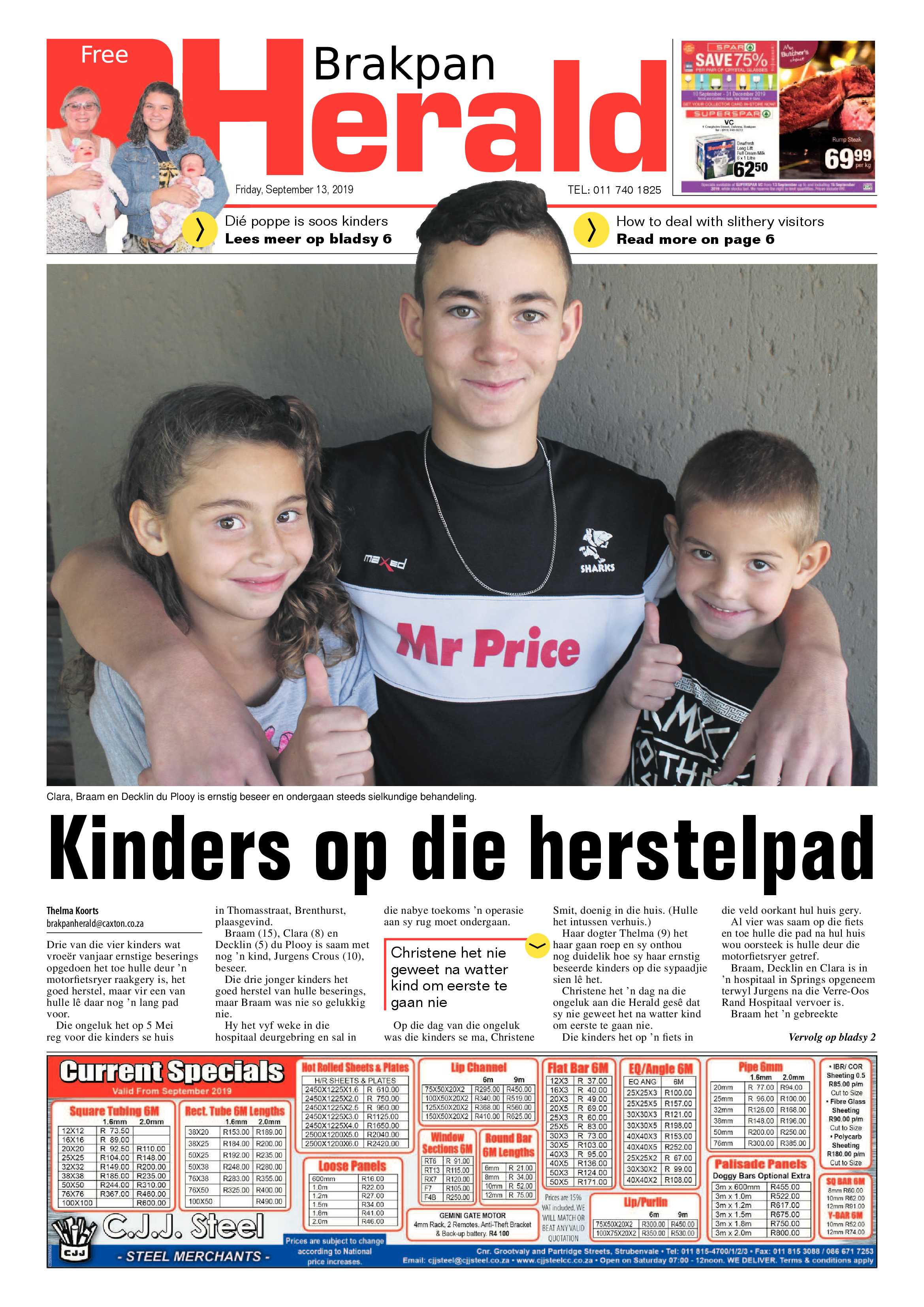 Brakpan Herald 13 September 2019 page 1