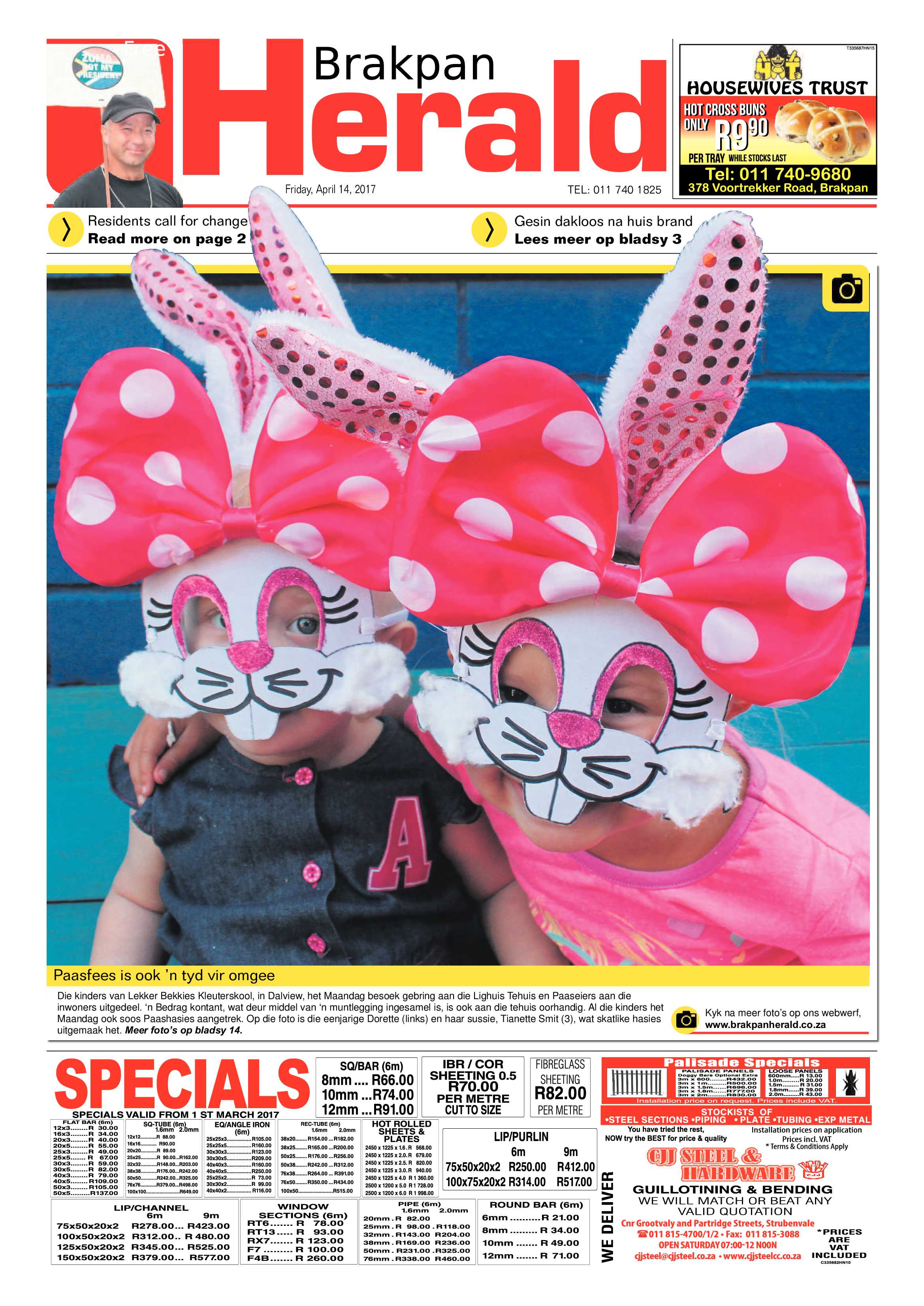 Brakpan Herald 14 April 2017 page 1