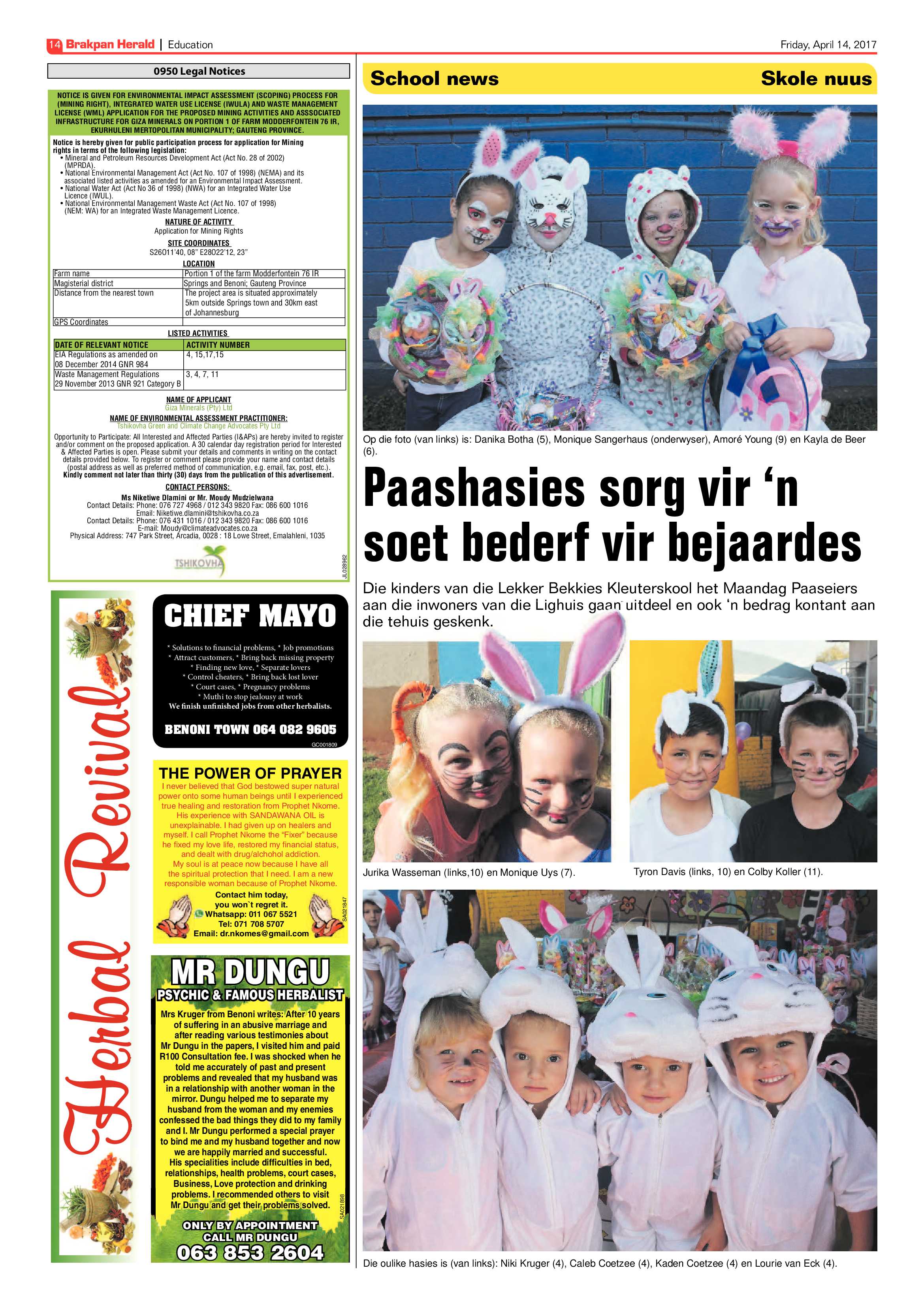 Brakpan Herald 14 April 2017 page 14