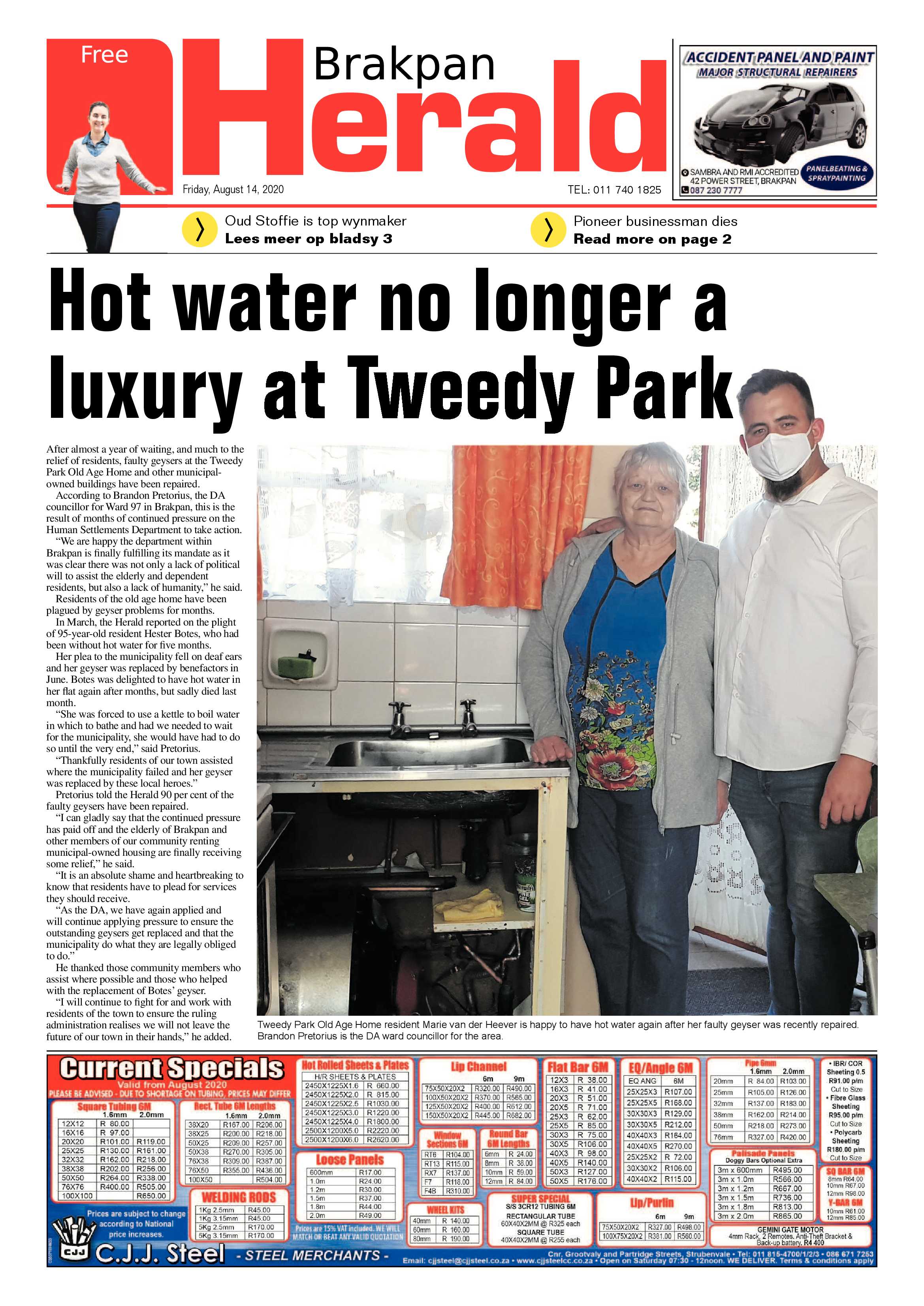 Brakpan Herald 14 August 2020 page 1