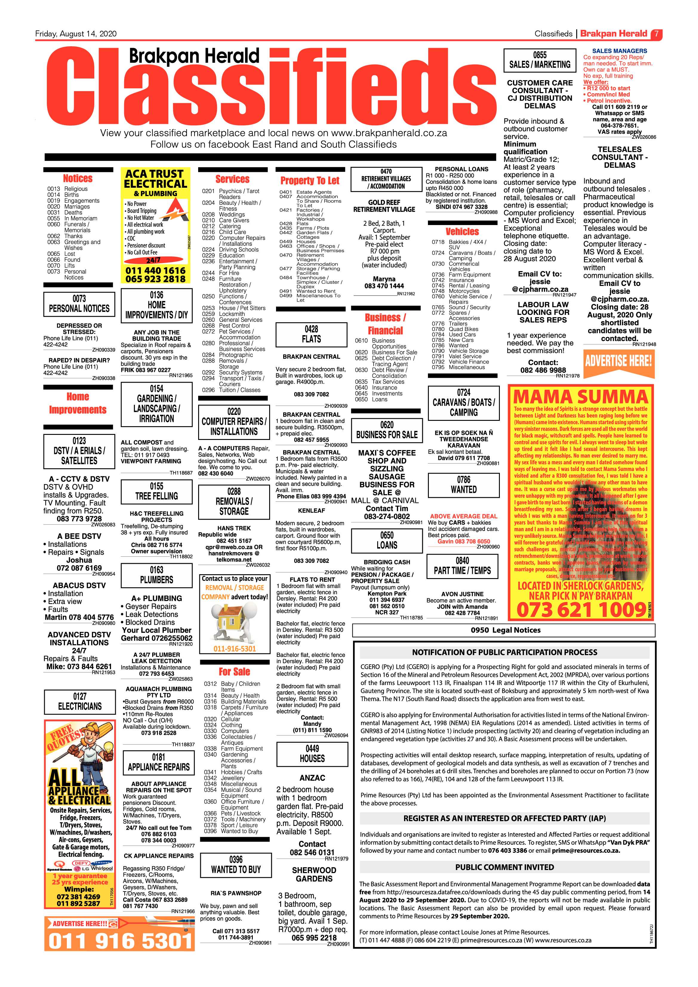 Brakpan Herald 14 August 2020 page 7