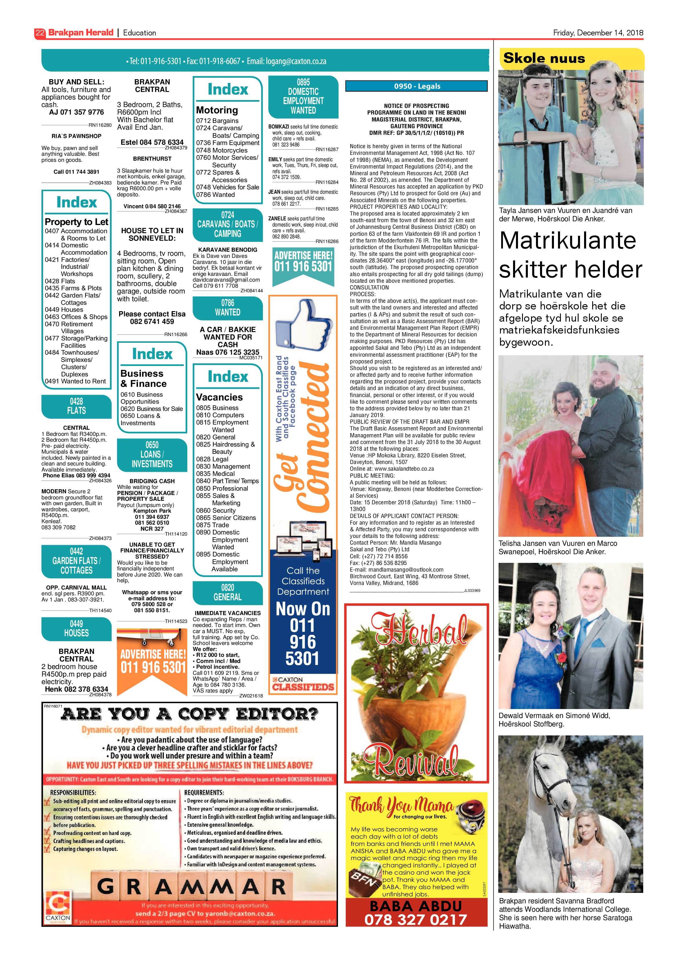 Brakpan Herald 14 December 2018 page 22