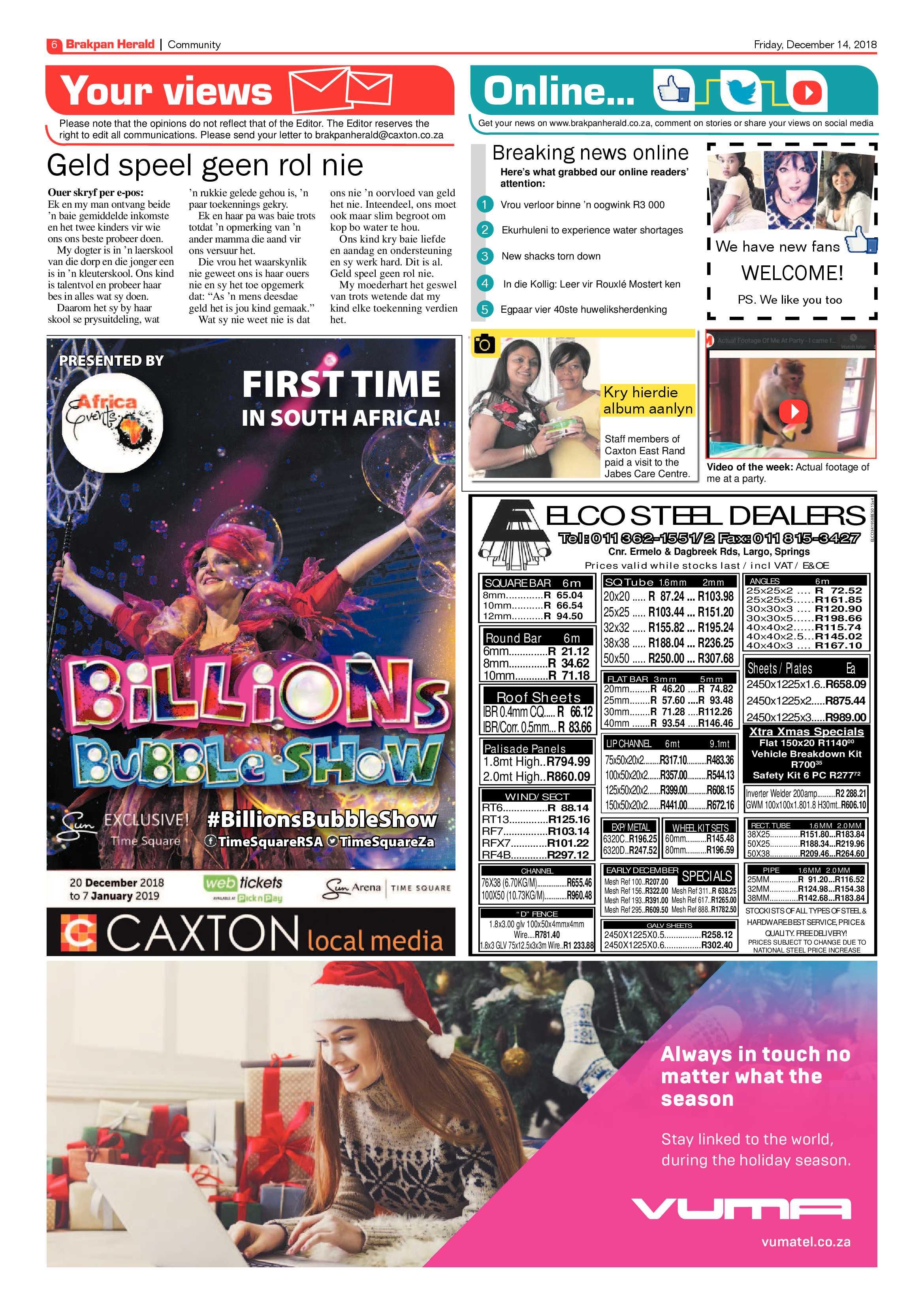 Brakpan Herald 14 December 2018 page 6