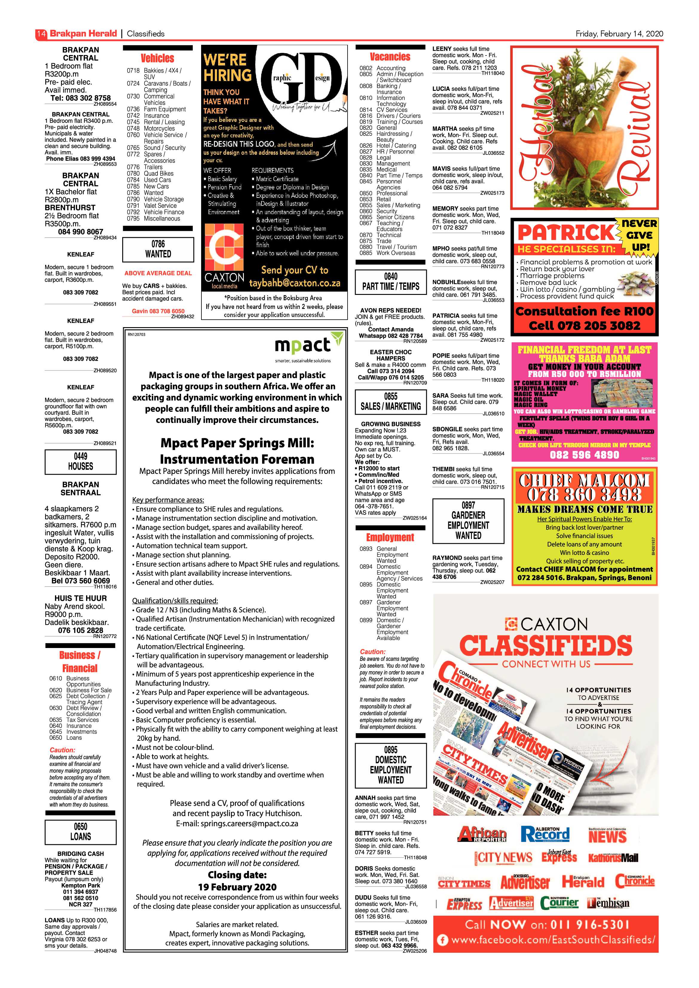 Brakpan Herald 14 February 2020 page 14