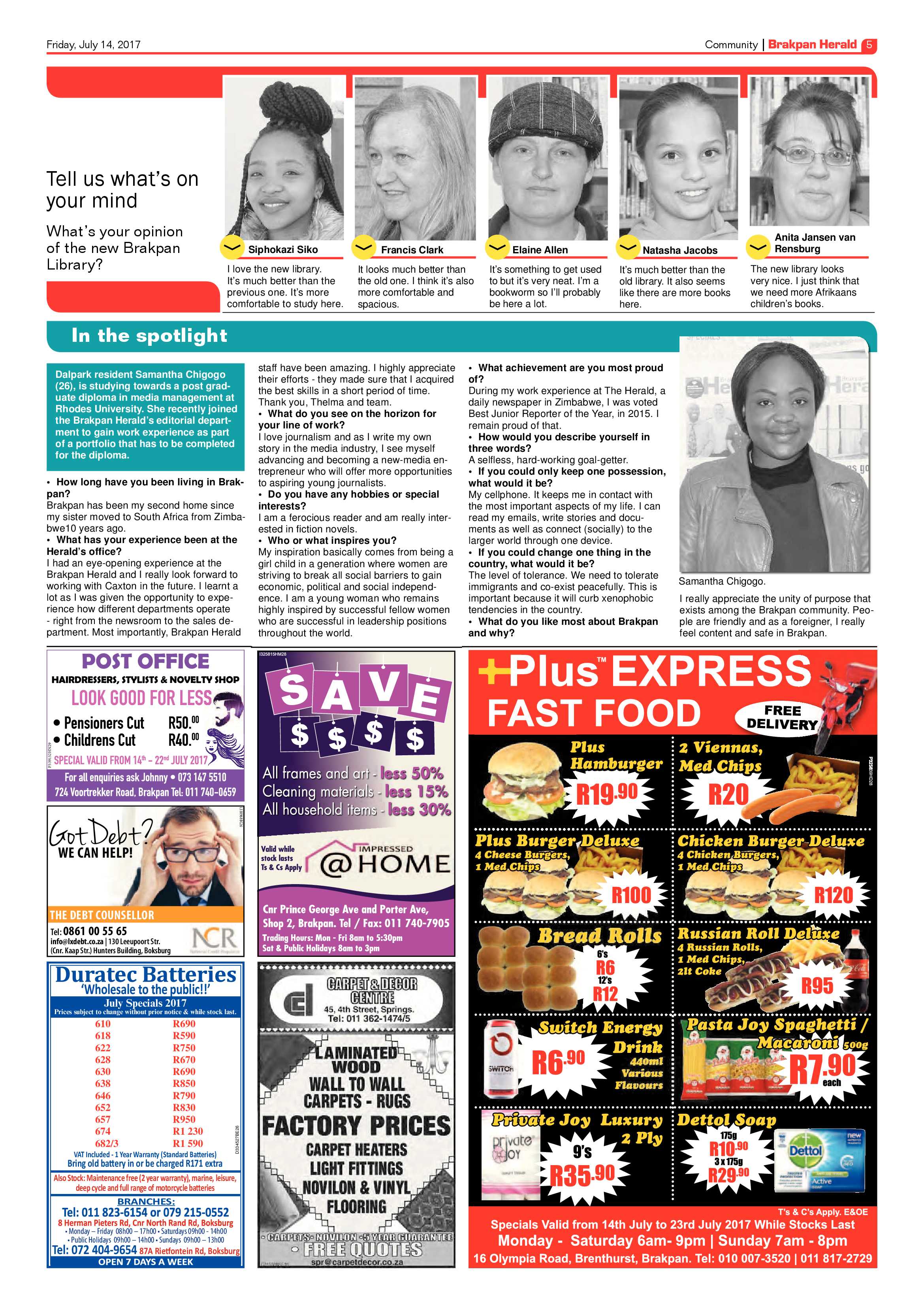 Brakpan Herald 14 July 2017 page 5