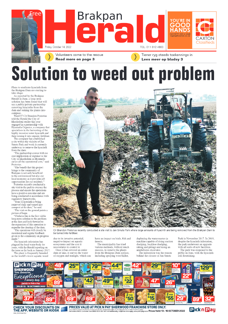 Brakpan Herald 14 Oct 2022 page 1