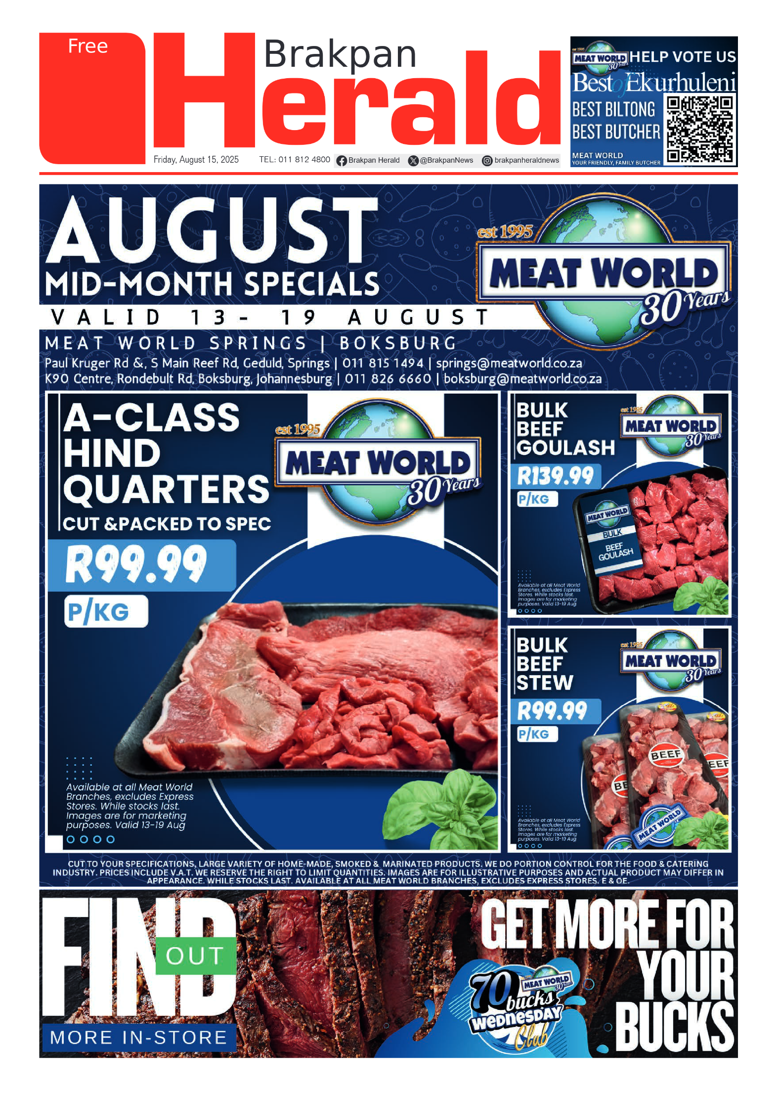 Brakpan Herald 15 August 2025 page 1