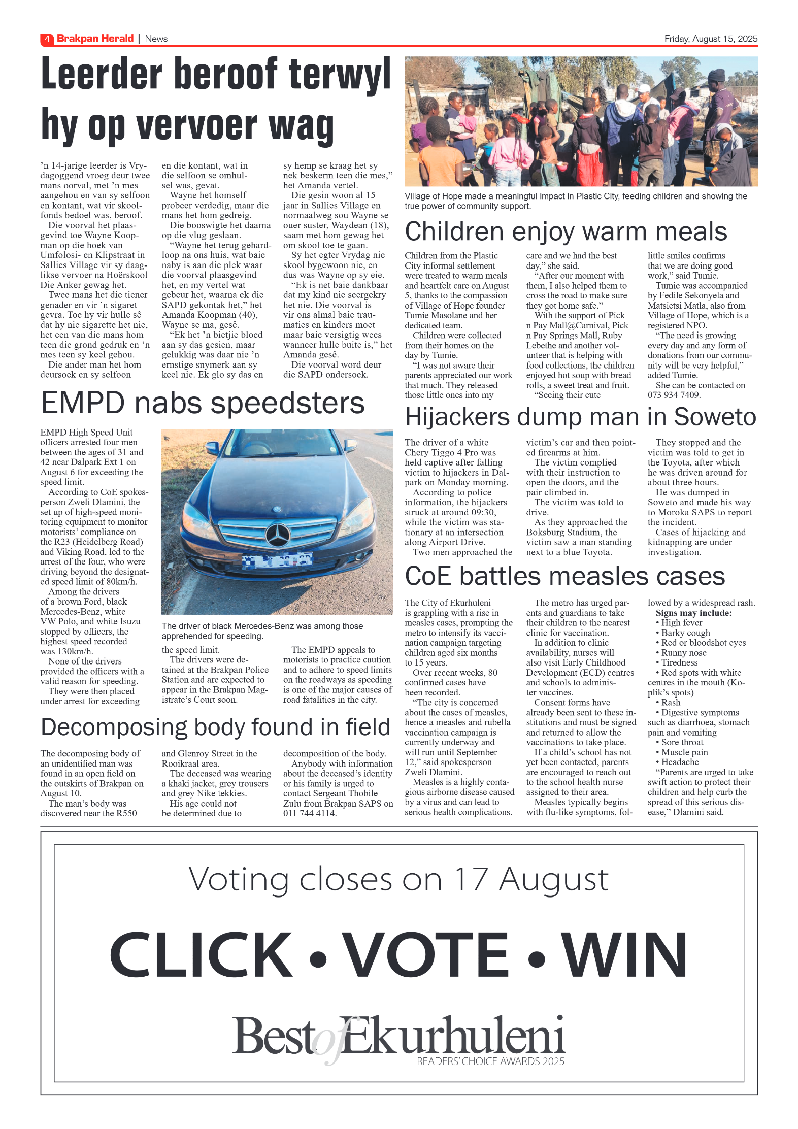 Brakpan Herald 15 August 2025 page 6