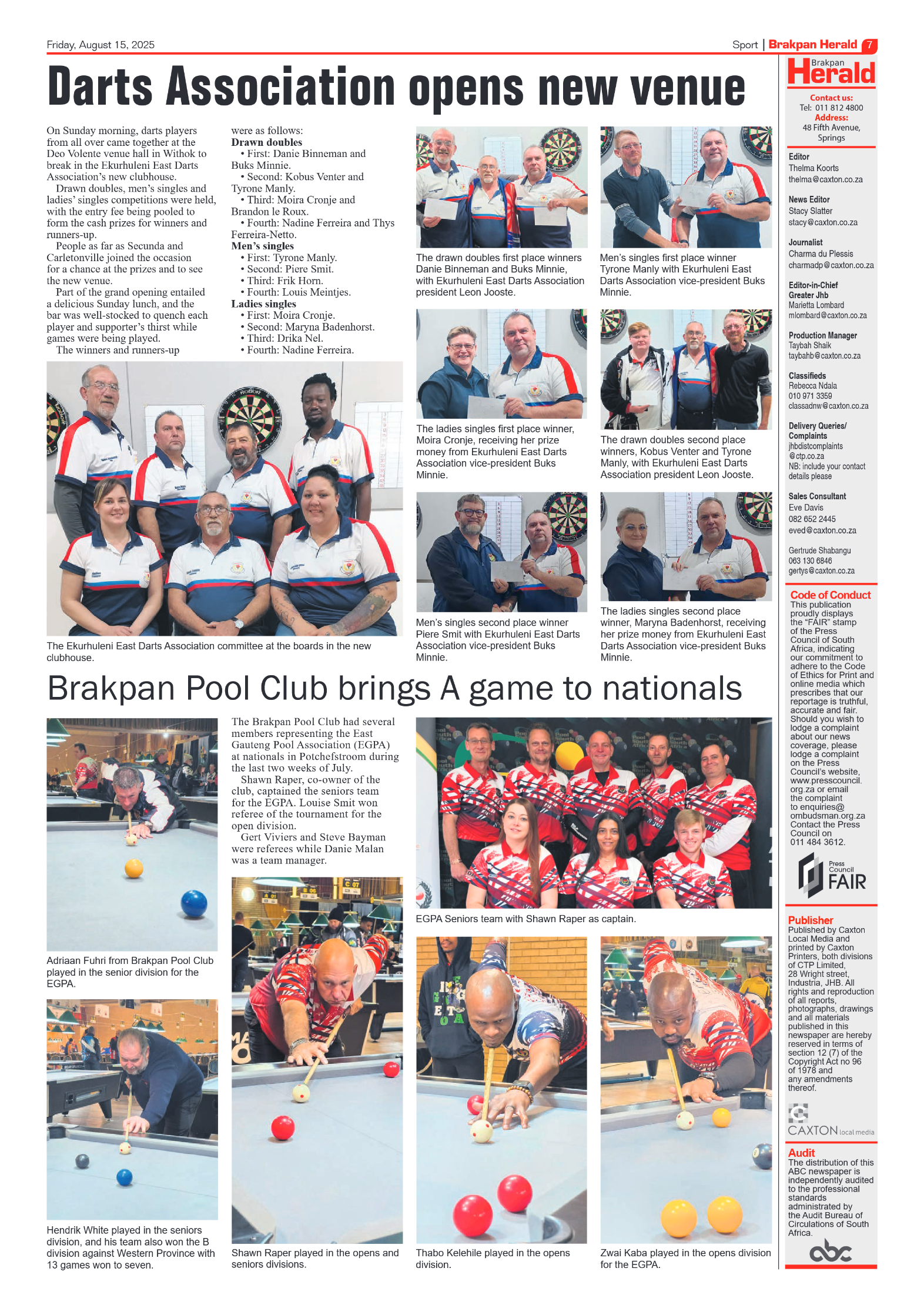 Brakpan Herald 15 August 2025 page 9