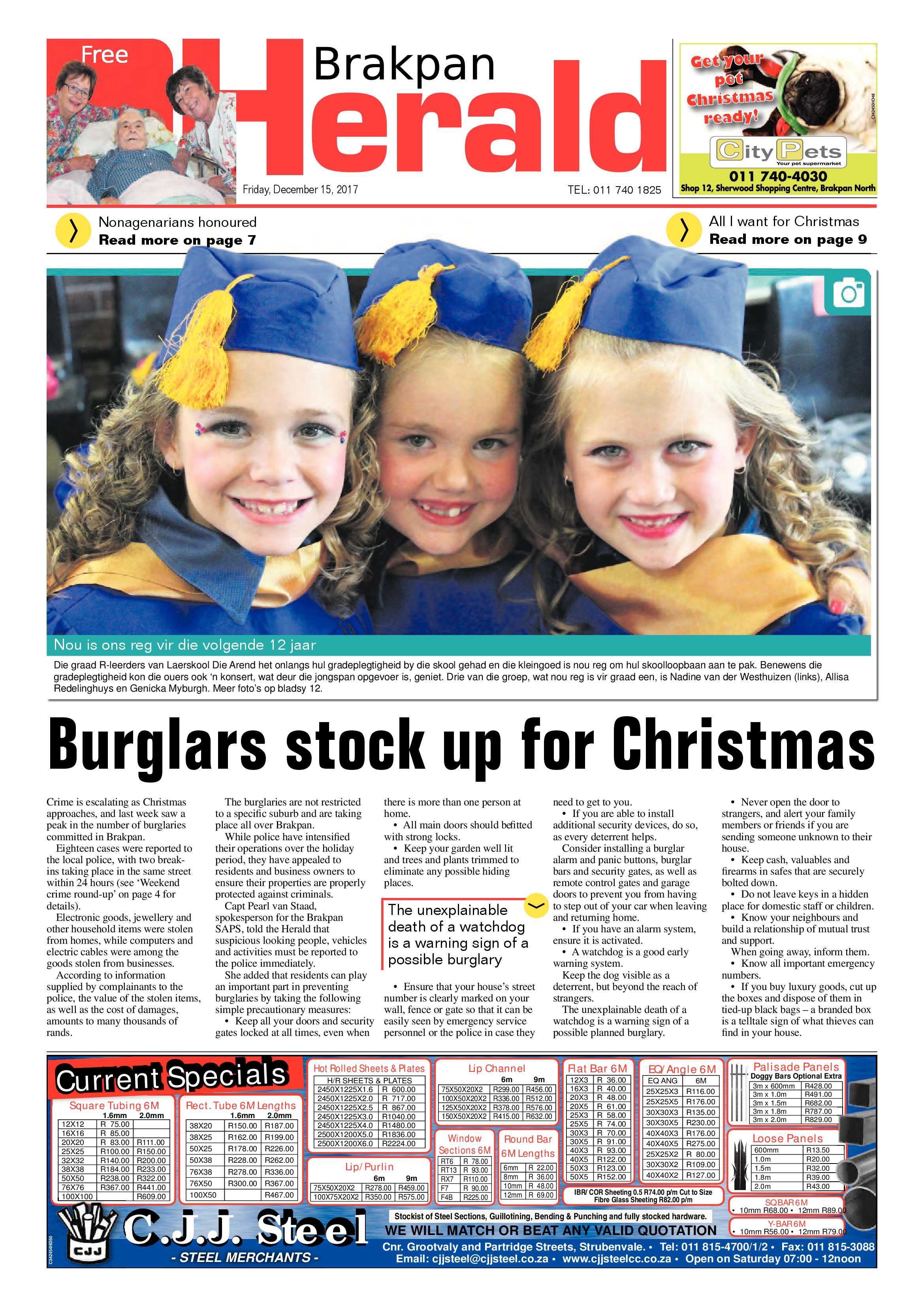 Brakpan Herald 15 December 2017 page 1