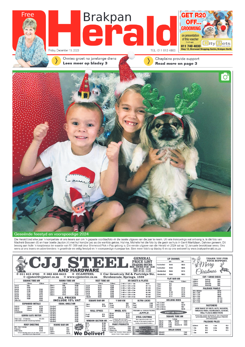 Brakpan Herald 15 December 2023 page 1
