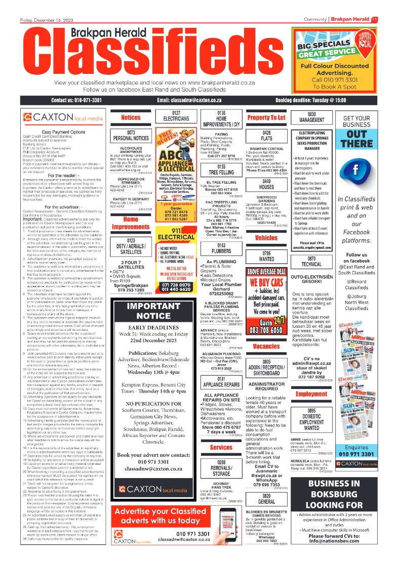 Brakpan Herald 15 December 2023 page 11