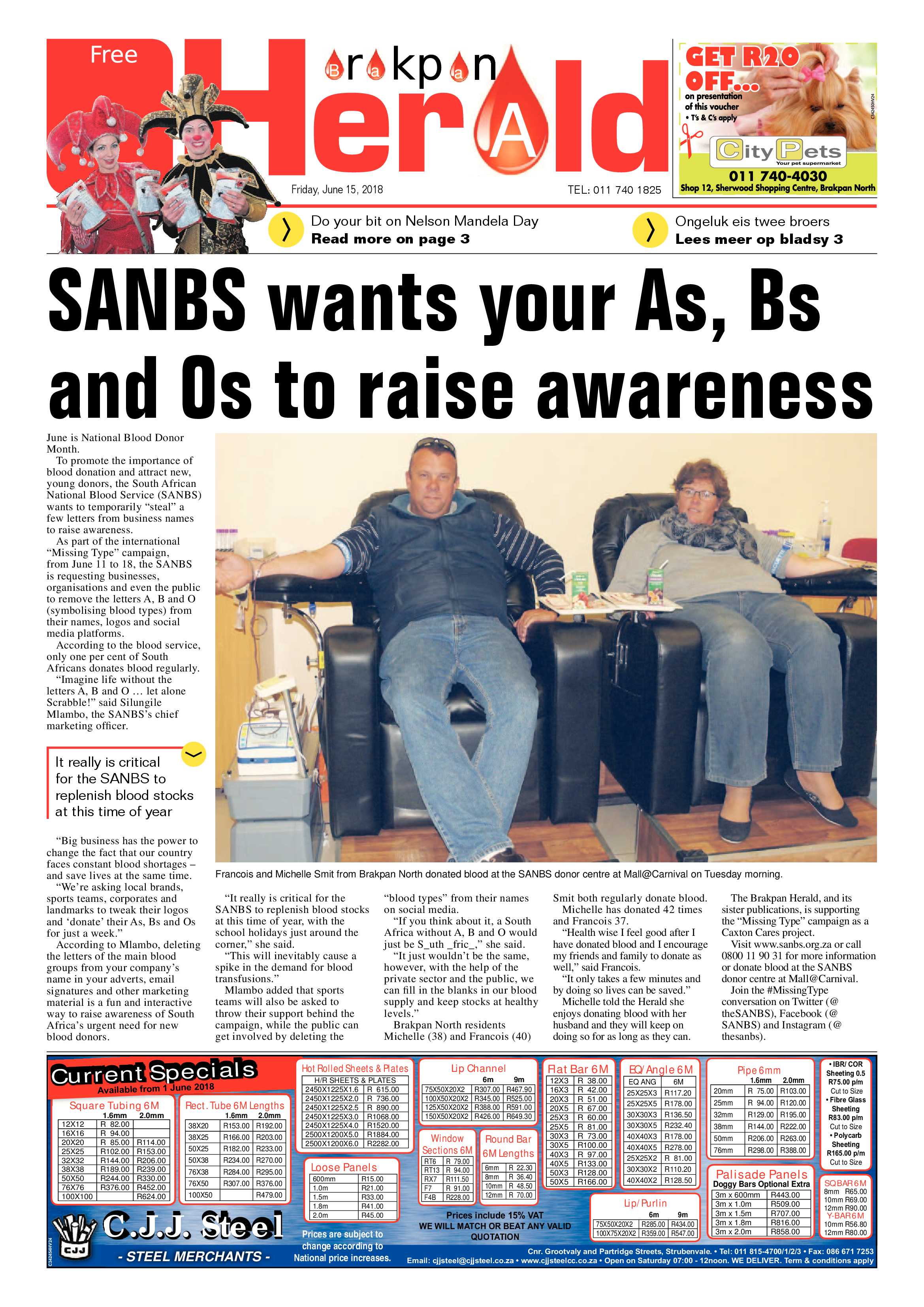 Brakpan Herald 15 June 2018 page 1