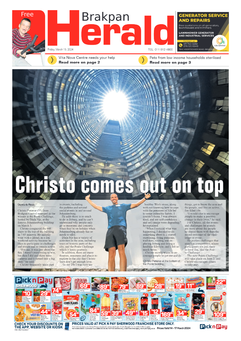 Brakpan Herald 15 March 2024 page 1