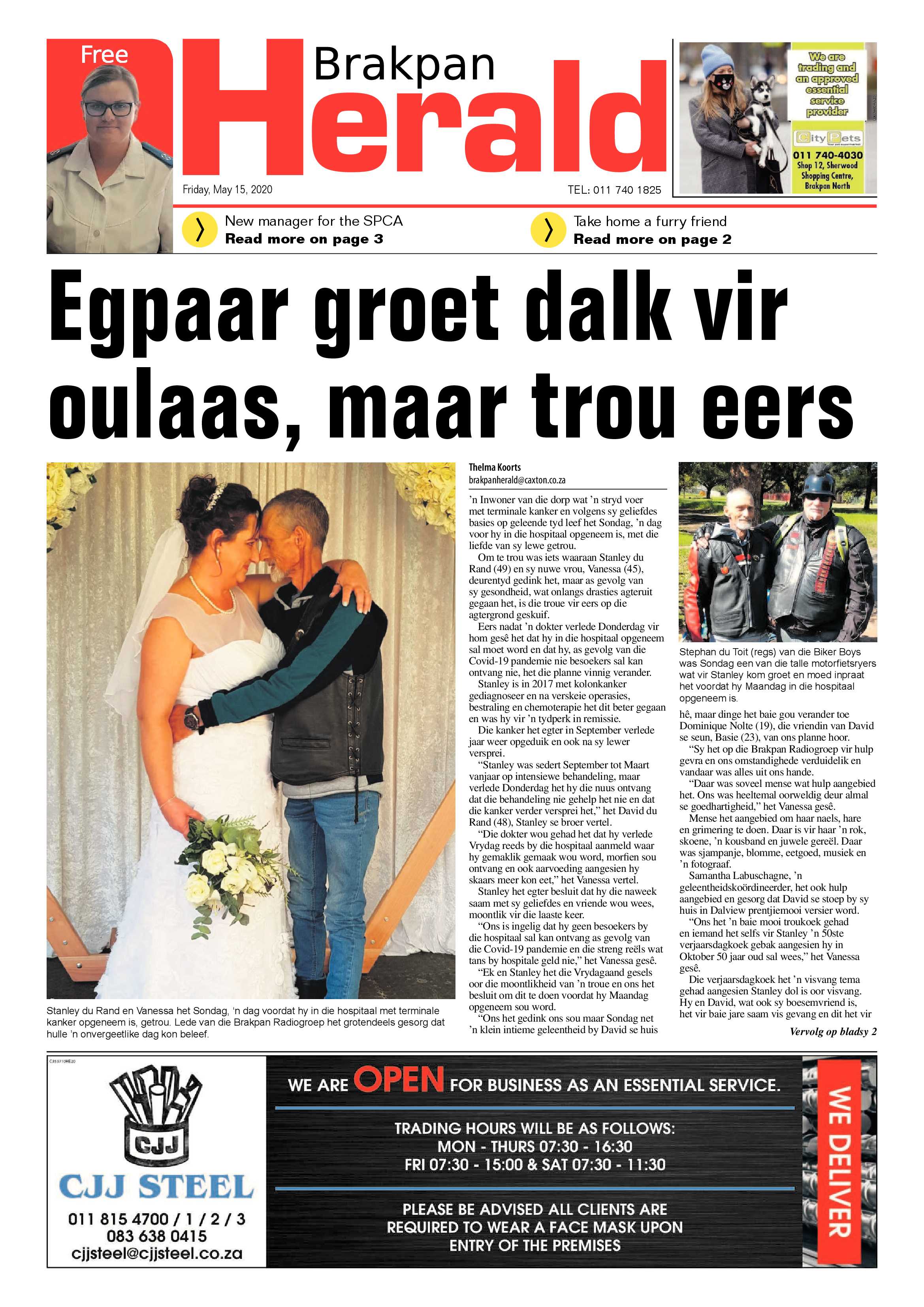 Brakpan Herald 15 May 2020 page 1