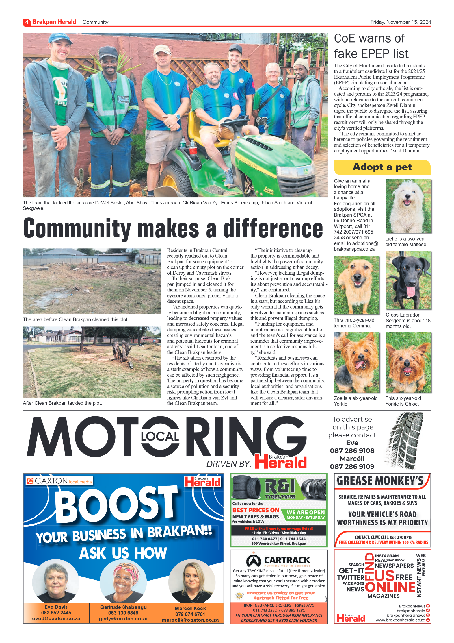 Brakpan Herald 15 November 2024 page 4