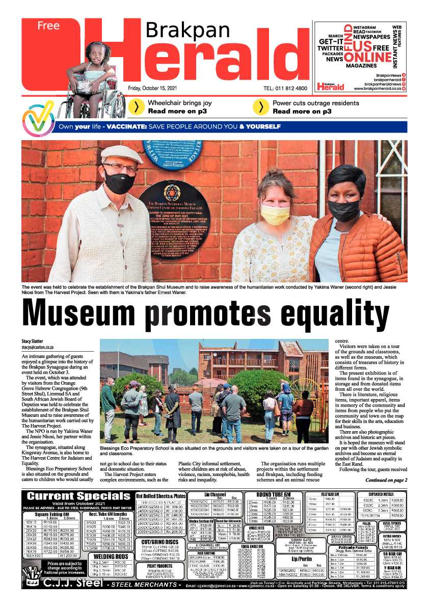 Brakpan Herald 15 October 2021 page 1