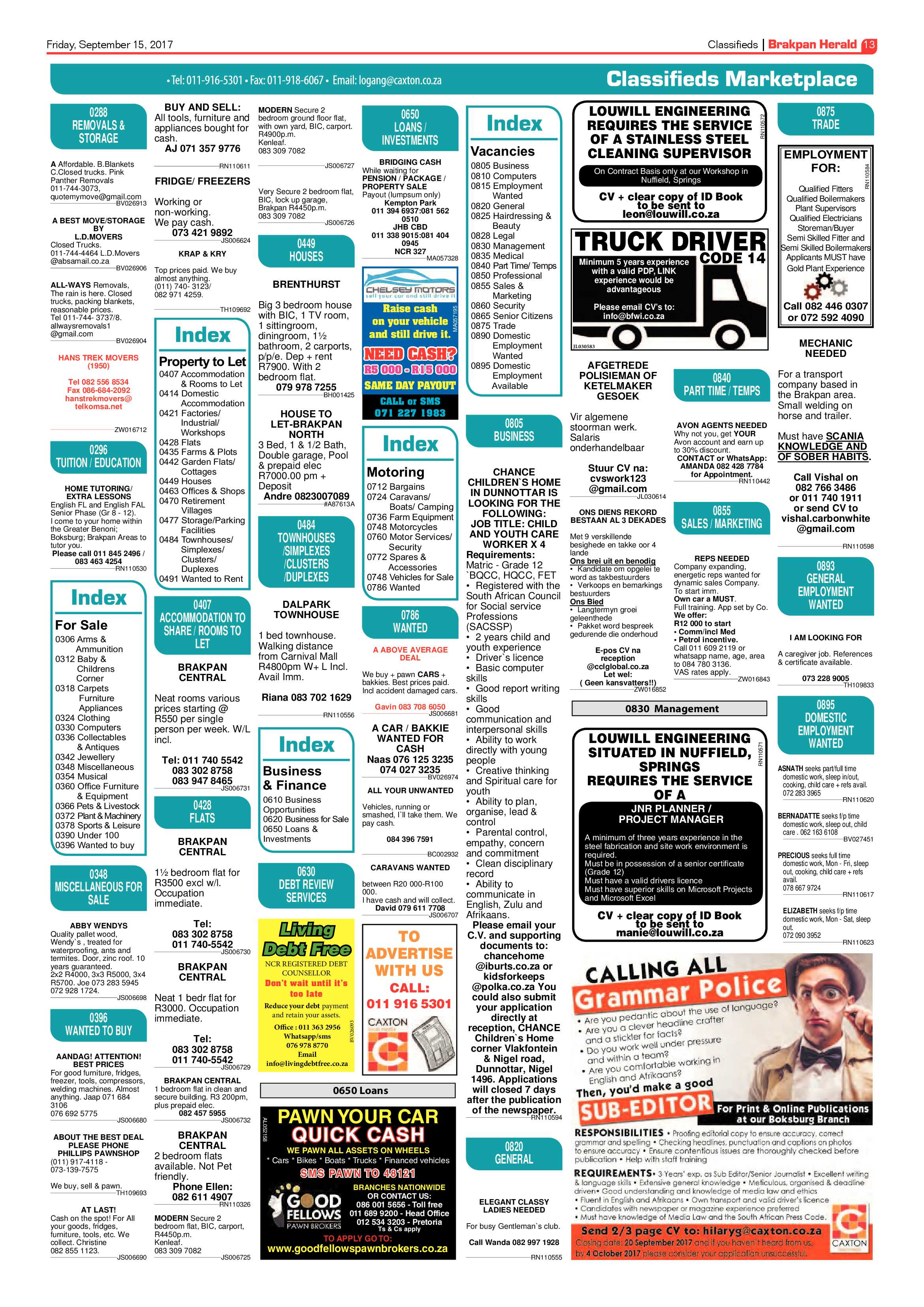 Brakpan Herald 15 September 2017 page 13