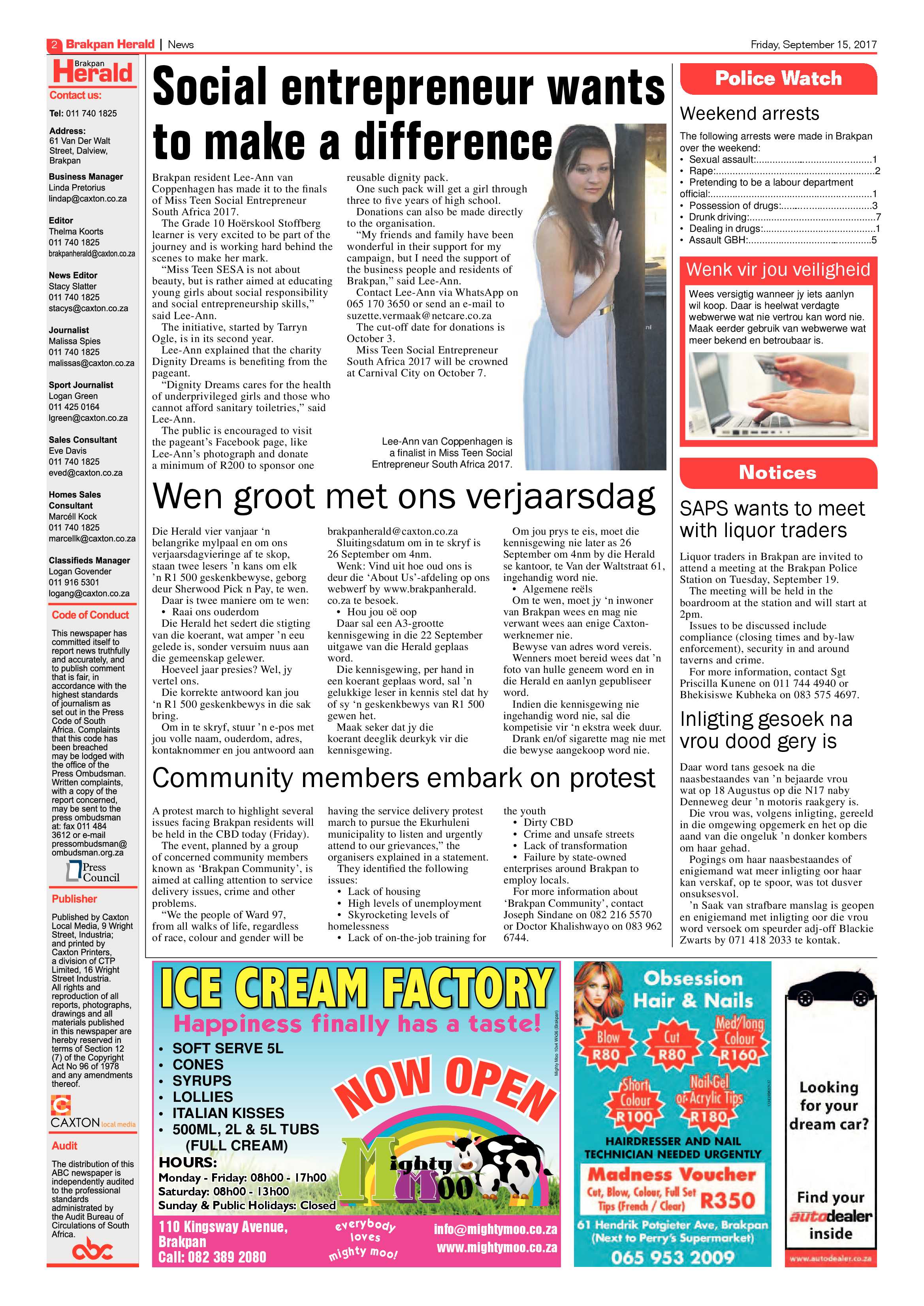 Brakpan Herald 15 September 2017 page 2