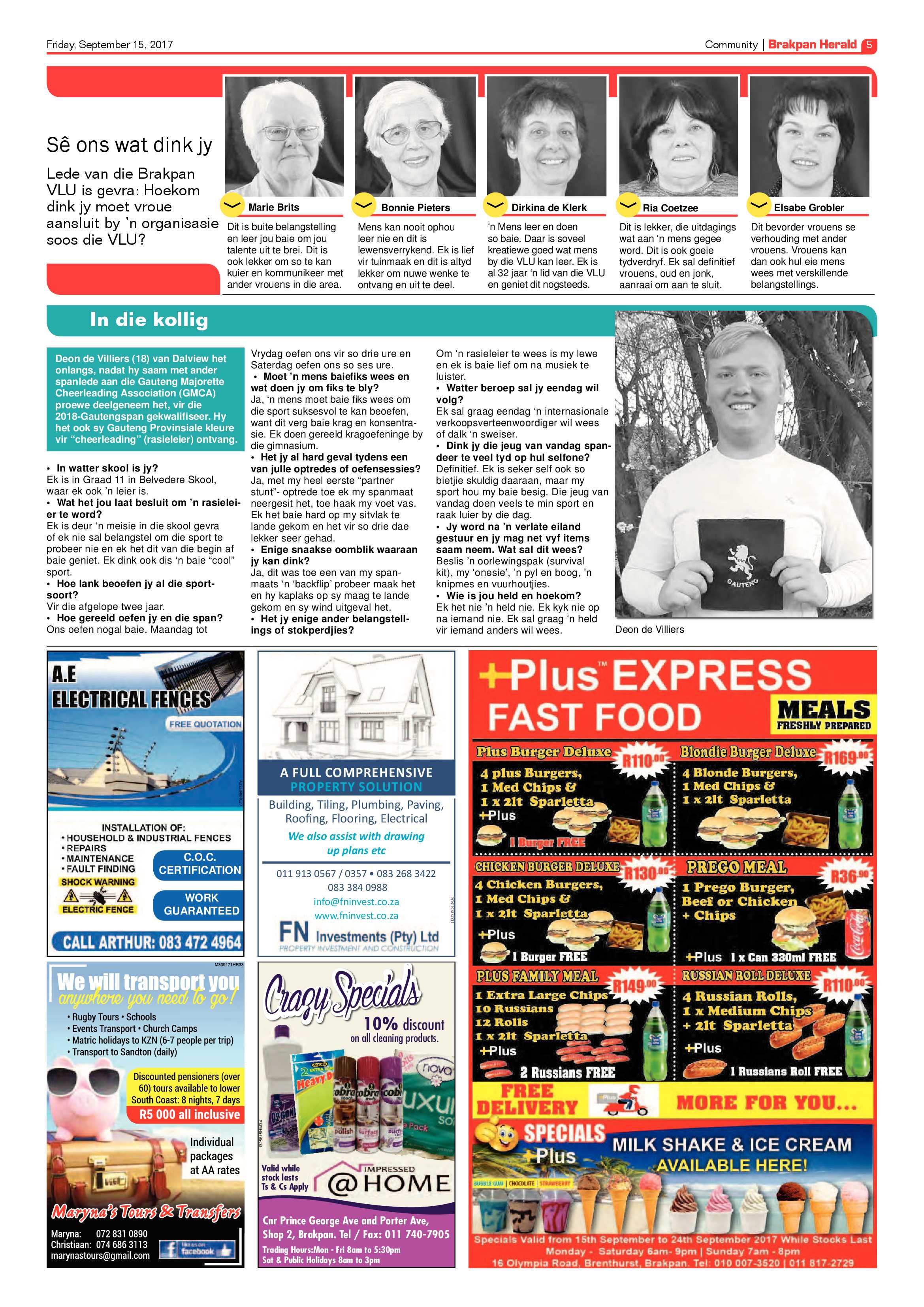 Brakpan Herald 15 September 2017 page 5