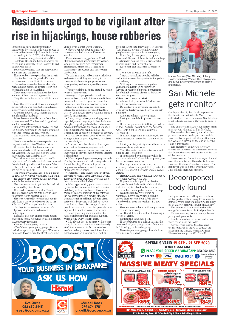 Brakpan Herald 15 September 2023 page 4