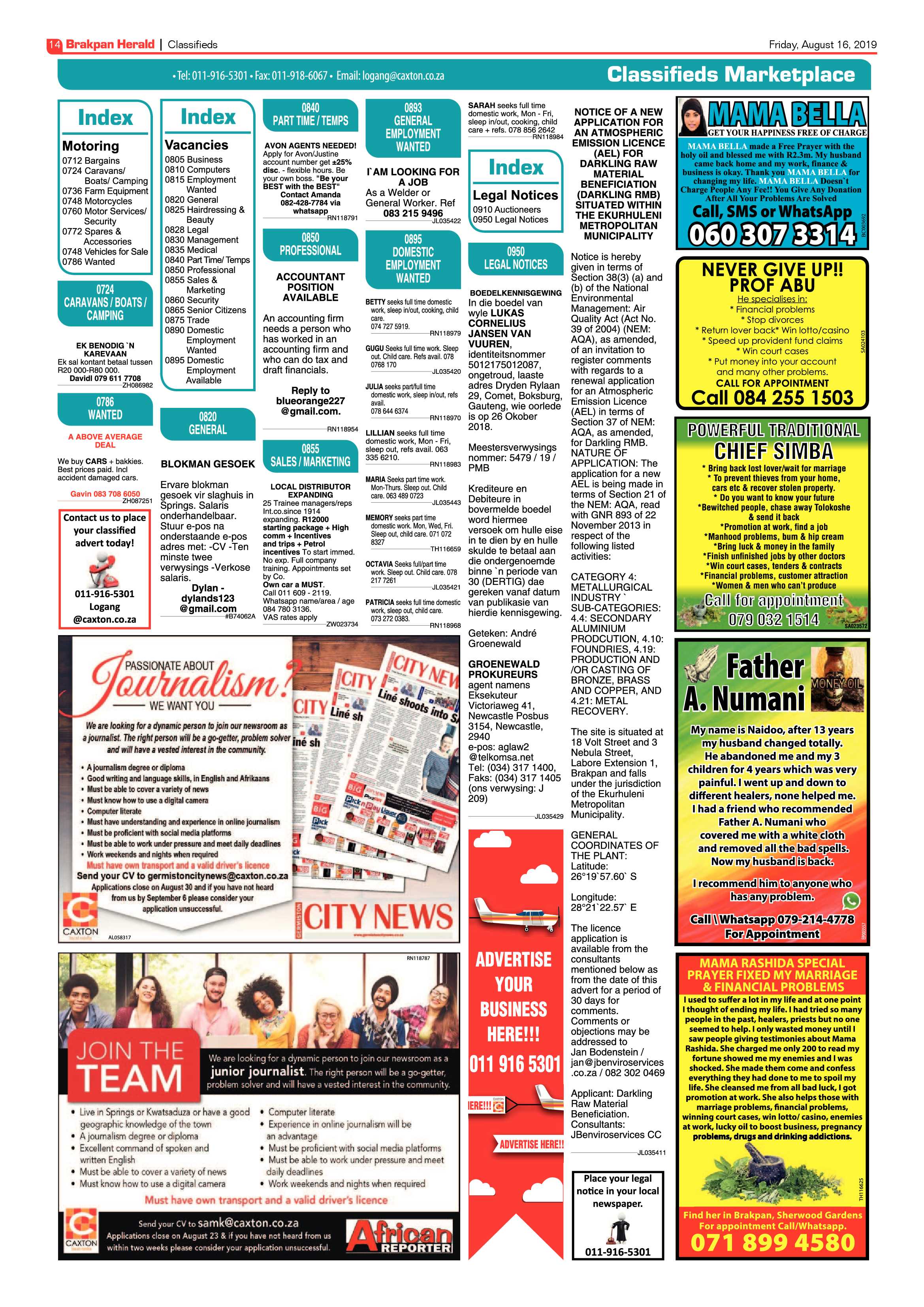 Brakpan Herald 16 August 2019 page 14