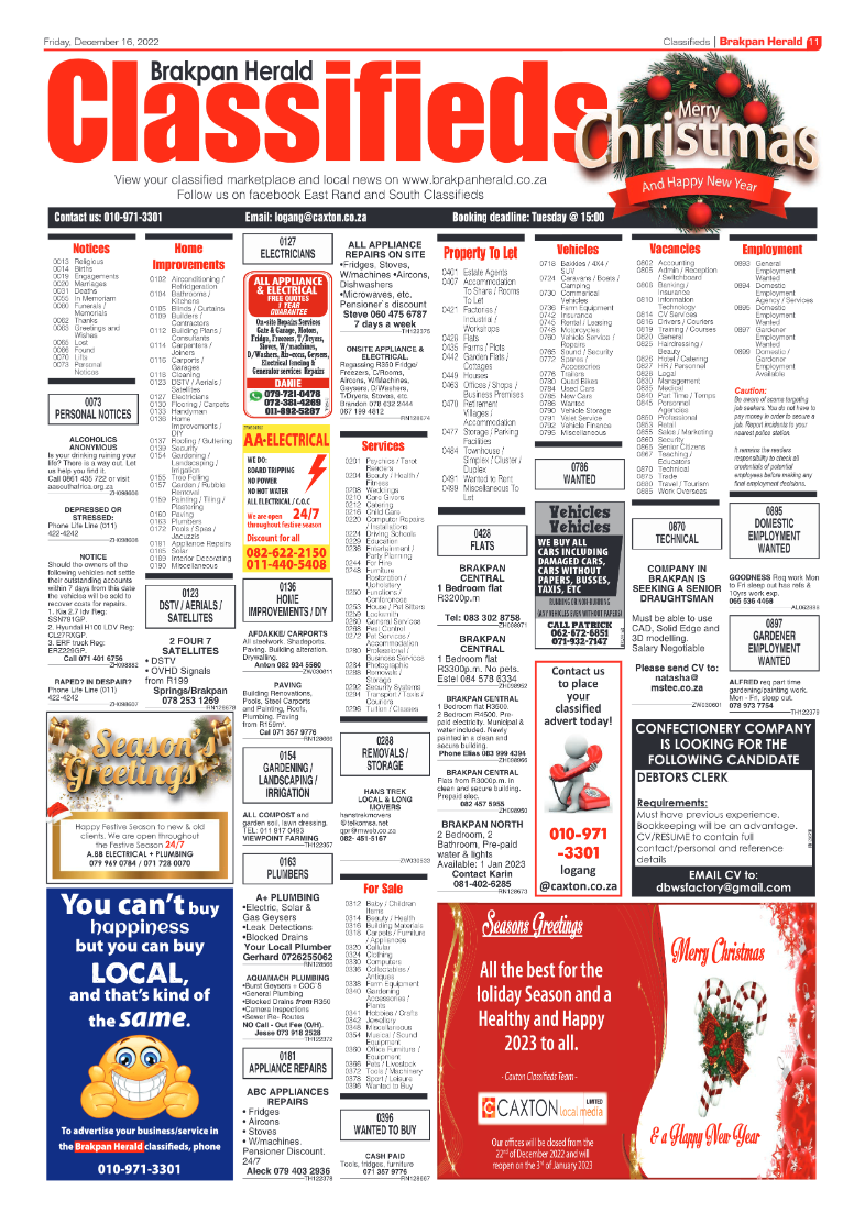 Brakpan Herald 16 Dec 2022 page 11
