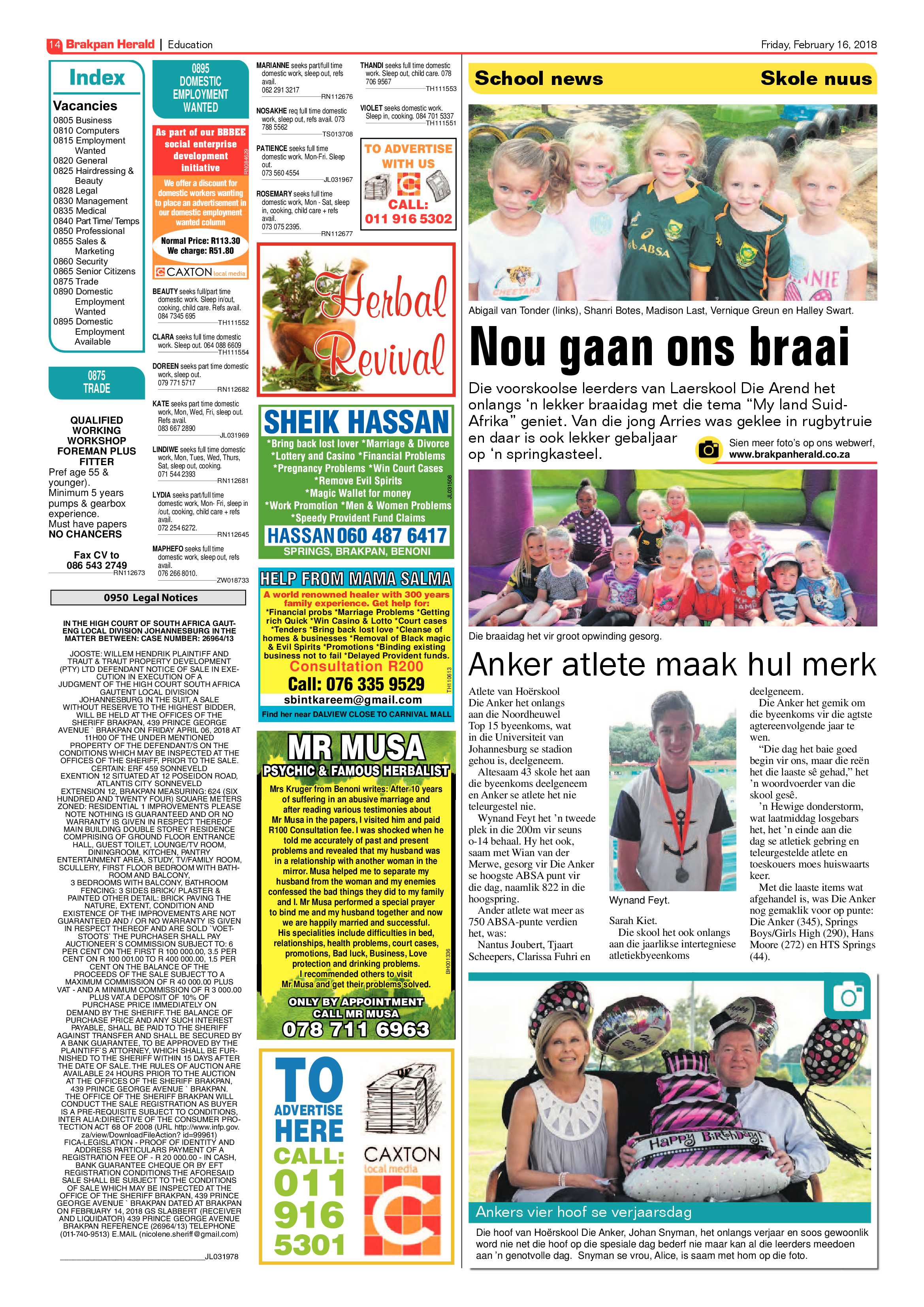 Brakpan Herald 16 February 2018 page 14