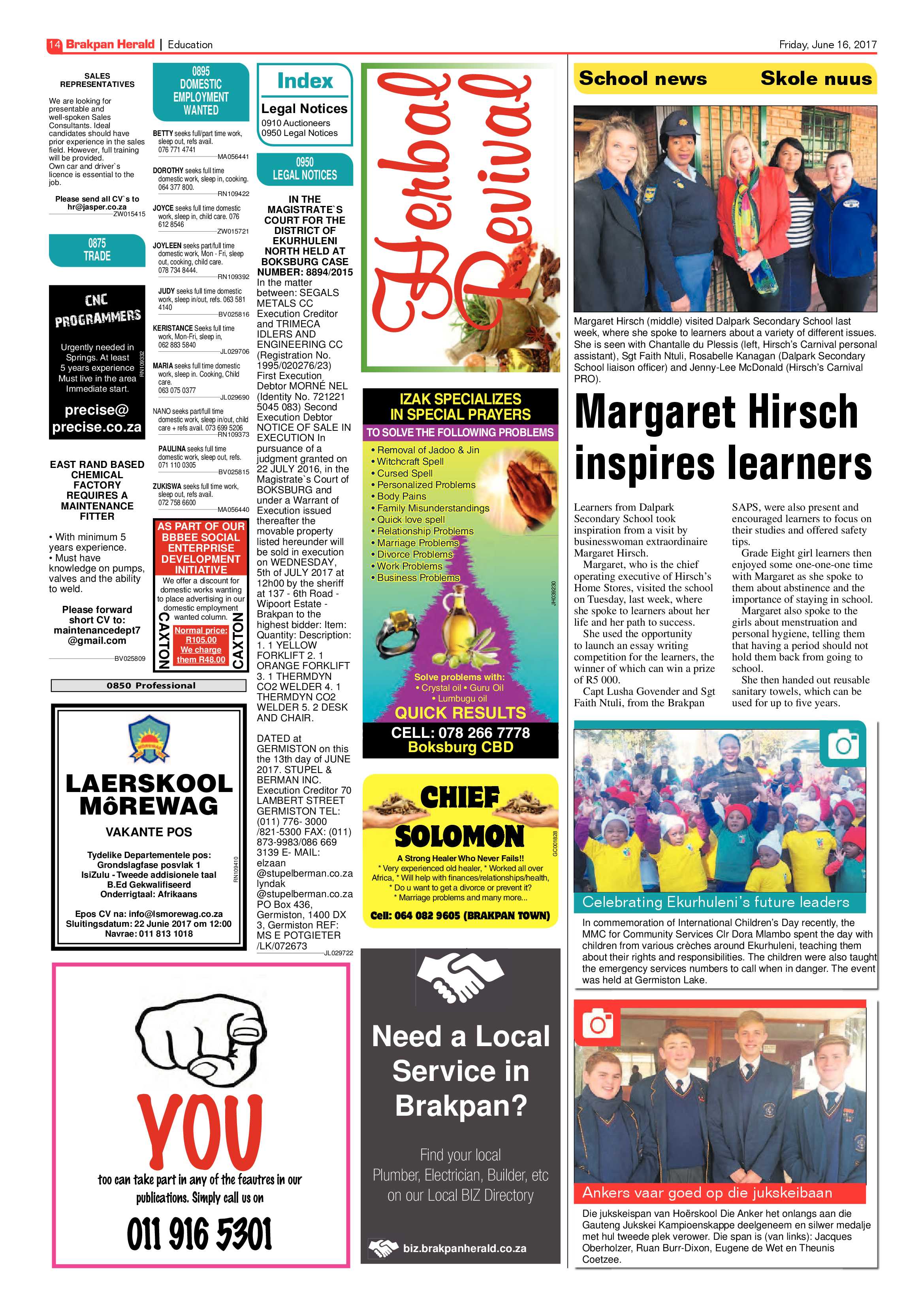 Brakpan Herald 16 June 2017 page 14