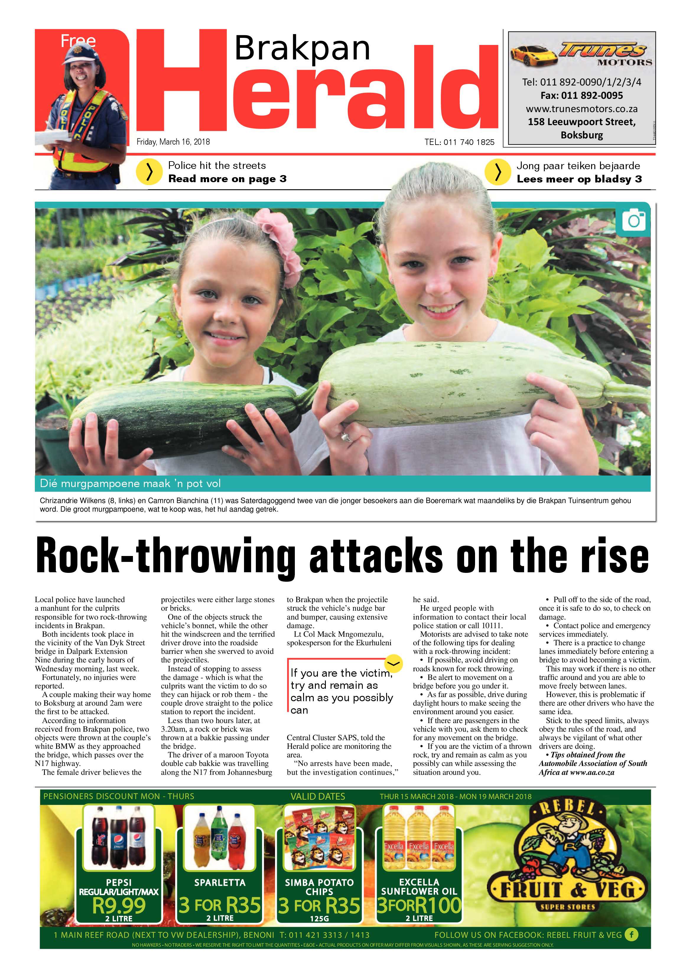 Brakpan Herald 16 March 2018 page 1