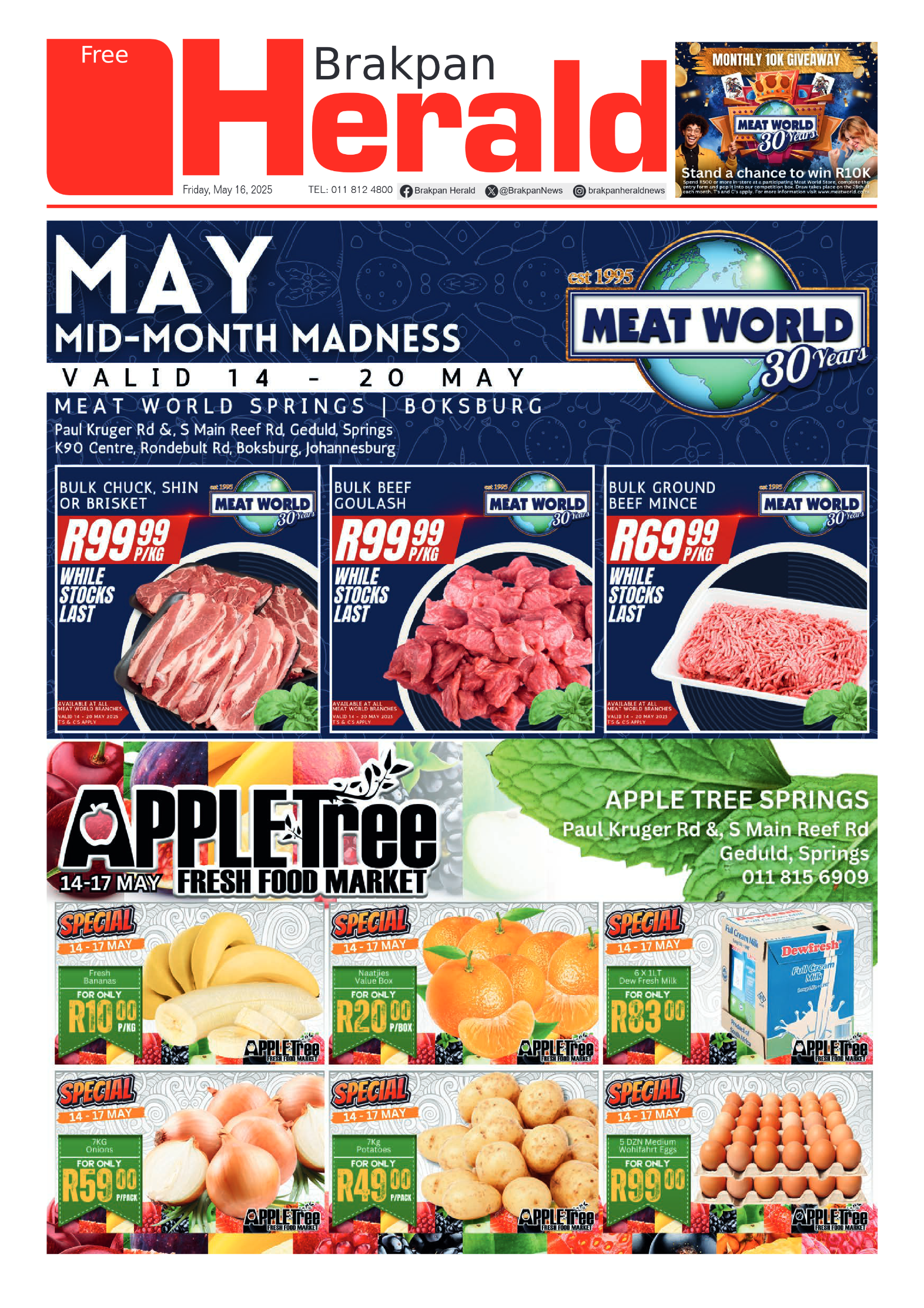 Brakpan Herald 16 May 2025 page 1
