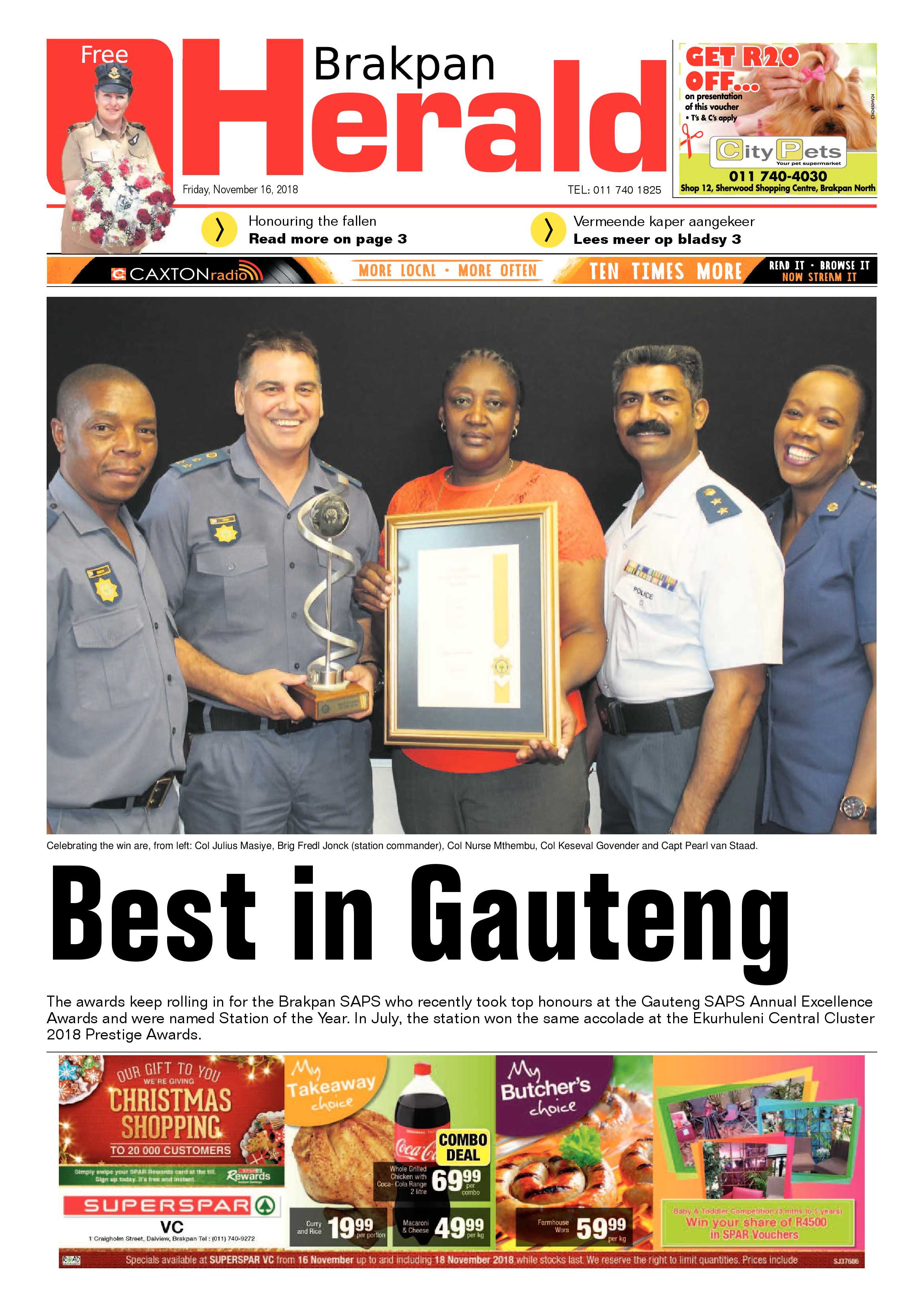 Brakpan Herald 16 November 2018 page 1