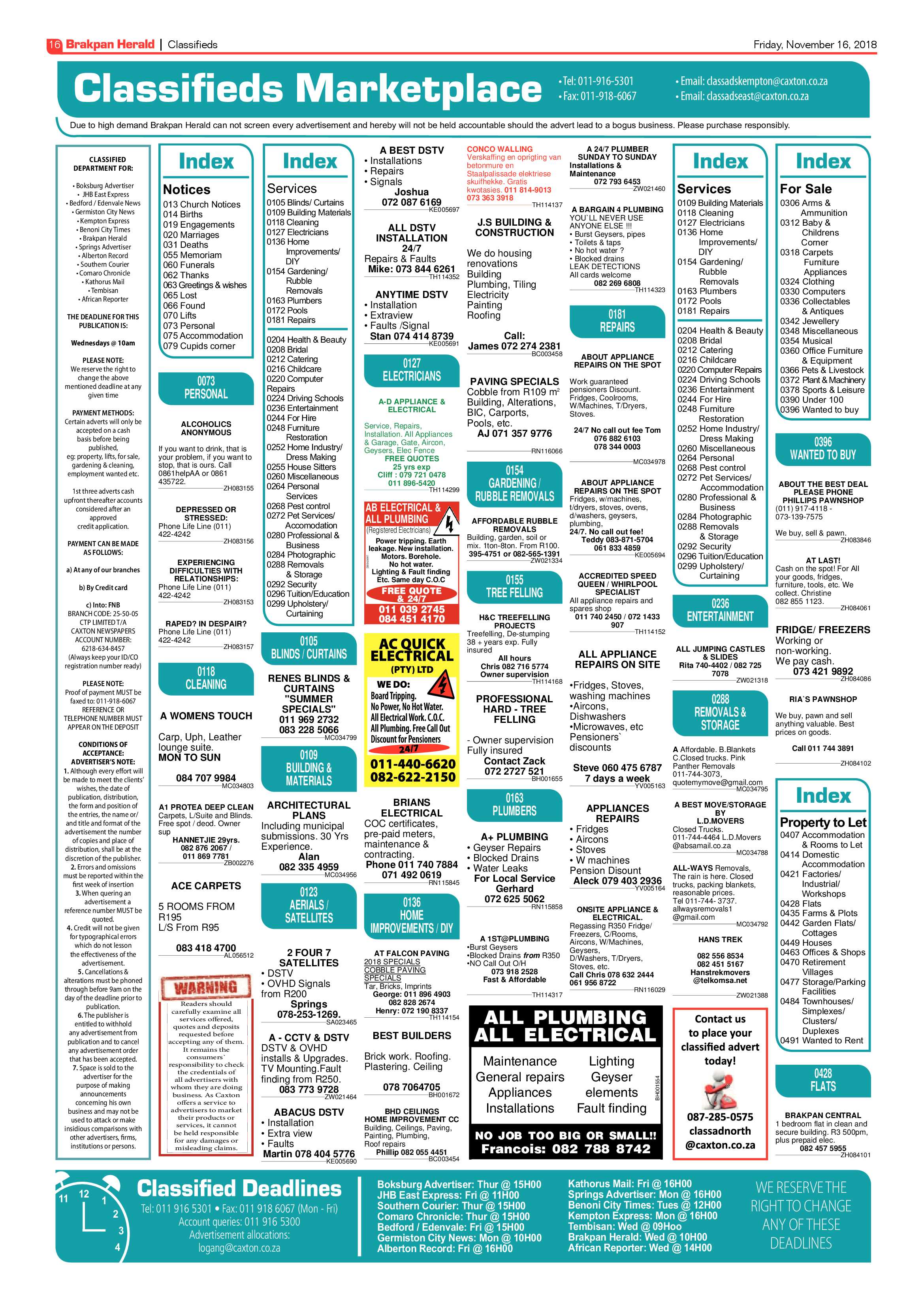 Brakpan Herald 16 November 2018 page 16