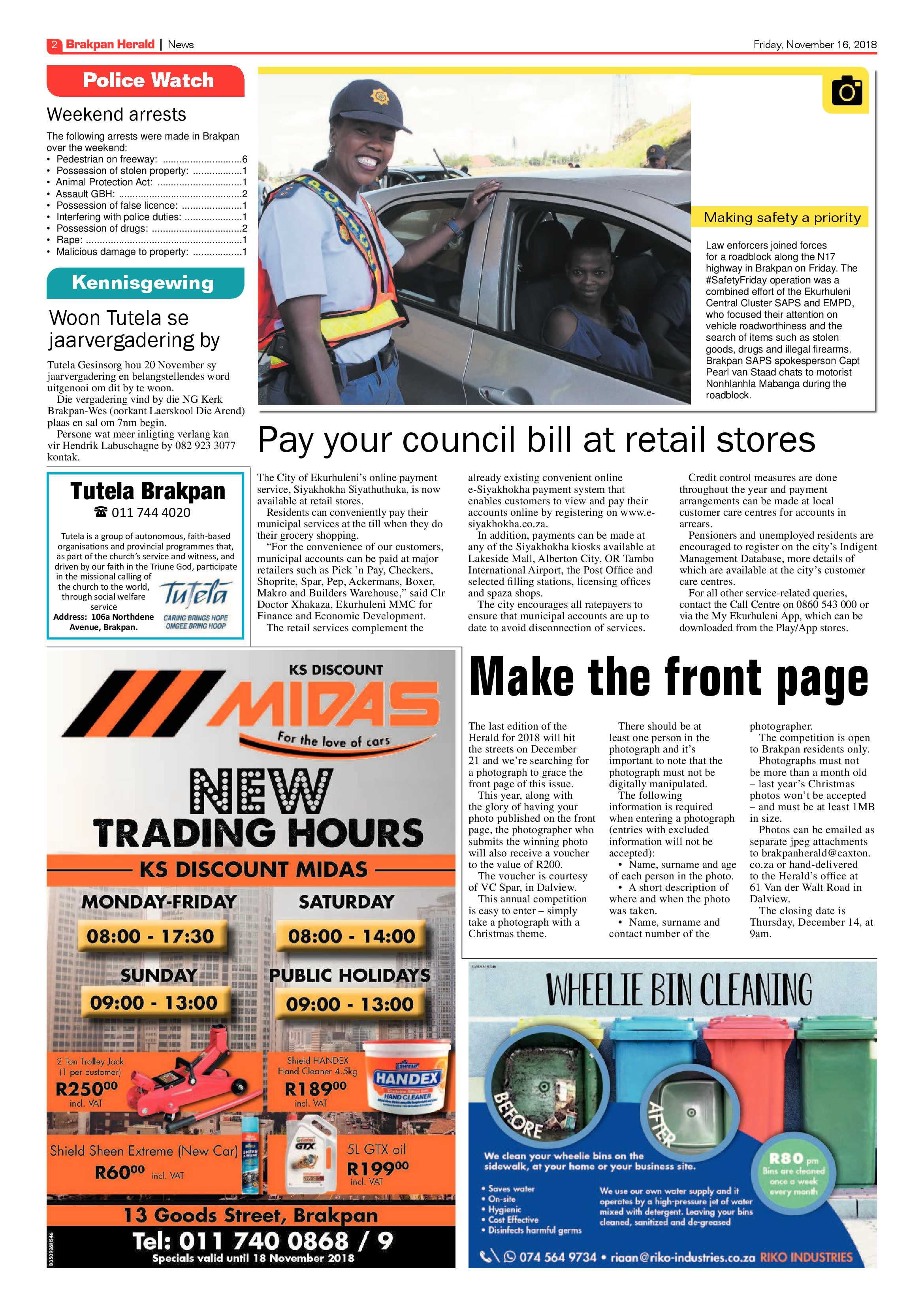 Brakpan Herald 16 November 2018 page 2
