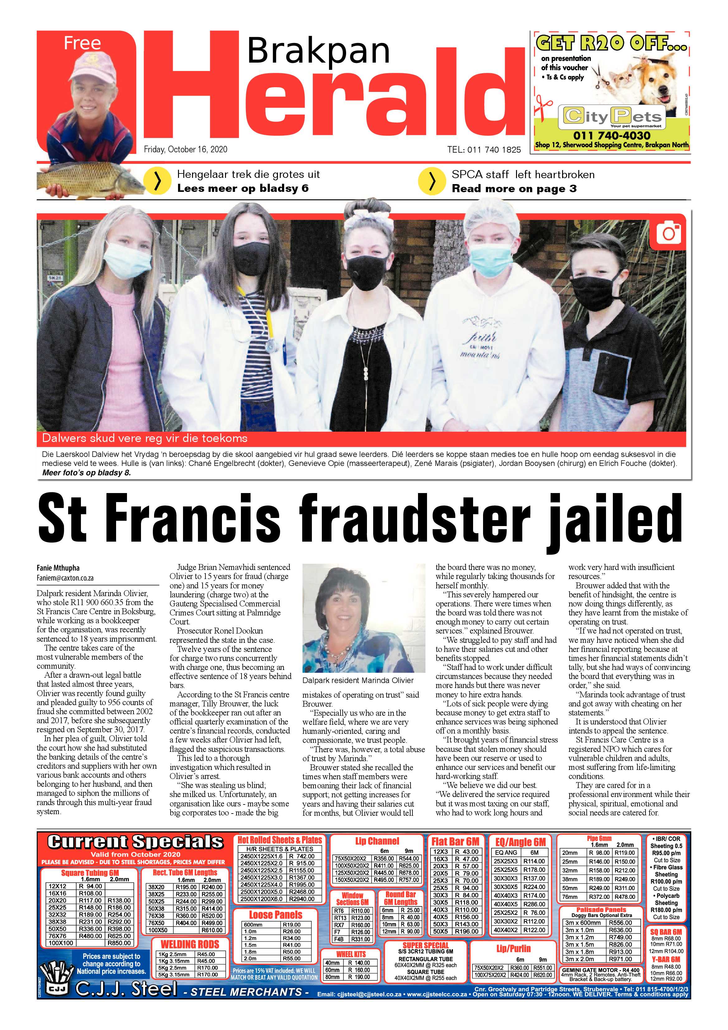 Brakpan Herald 16 October 2020 page 1