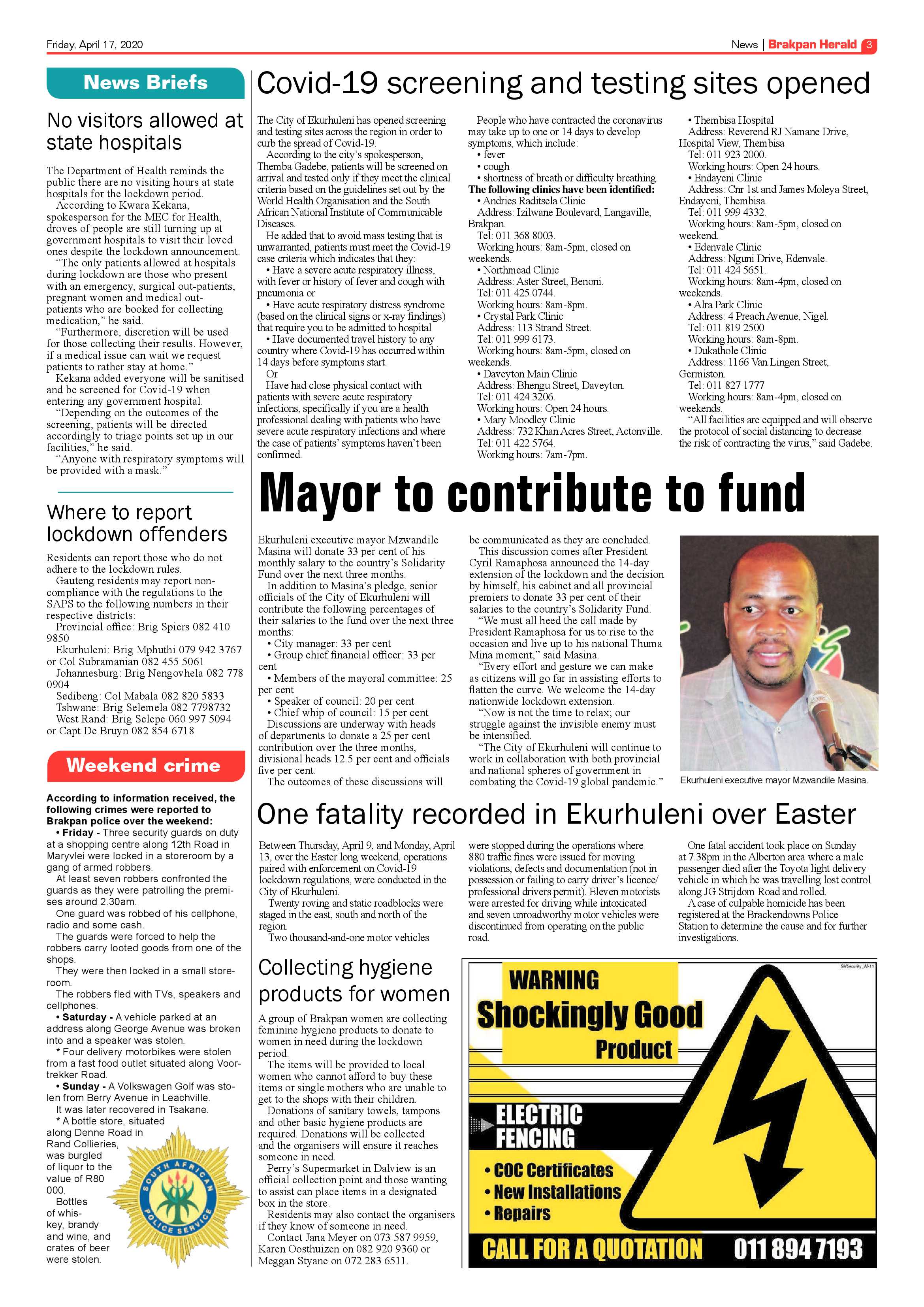 Brakpan Herald 17 April 2020 page 3
