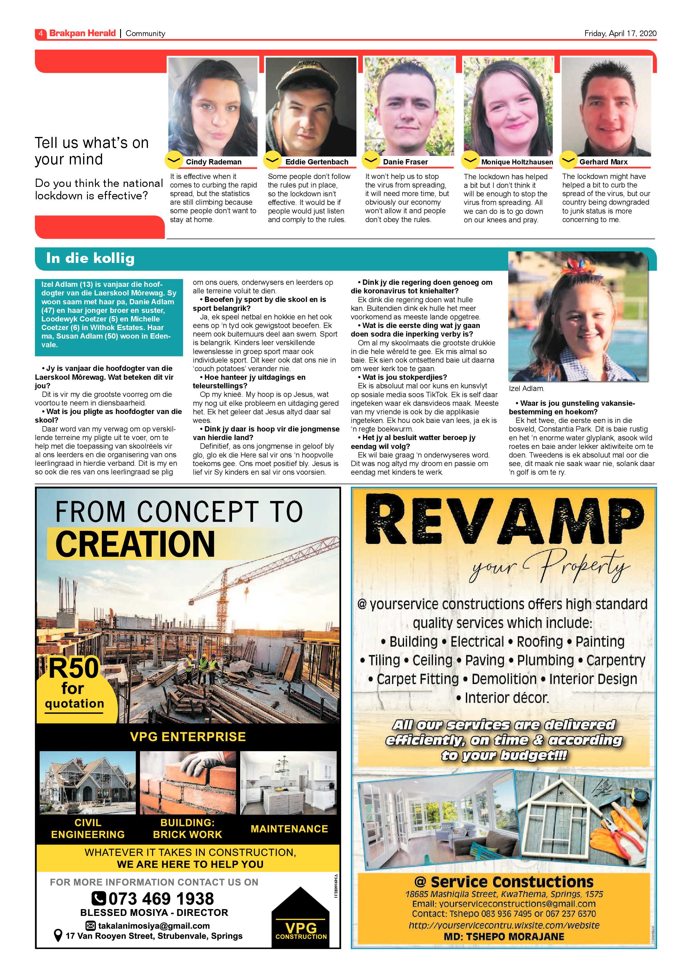 Brakpan Herald 17 April 2020 page 4