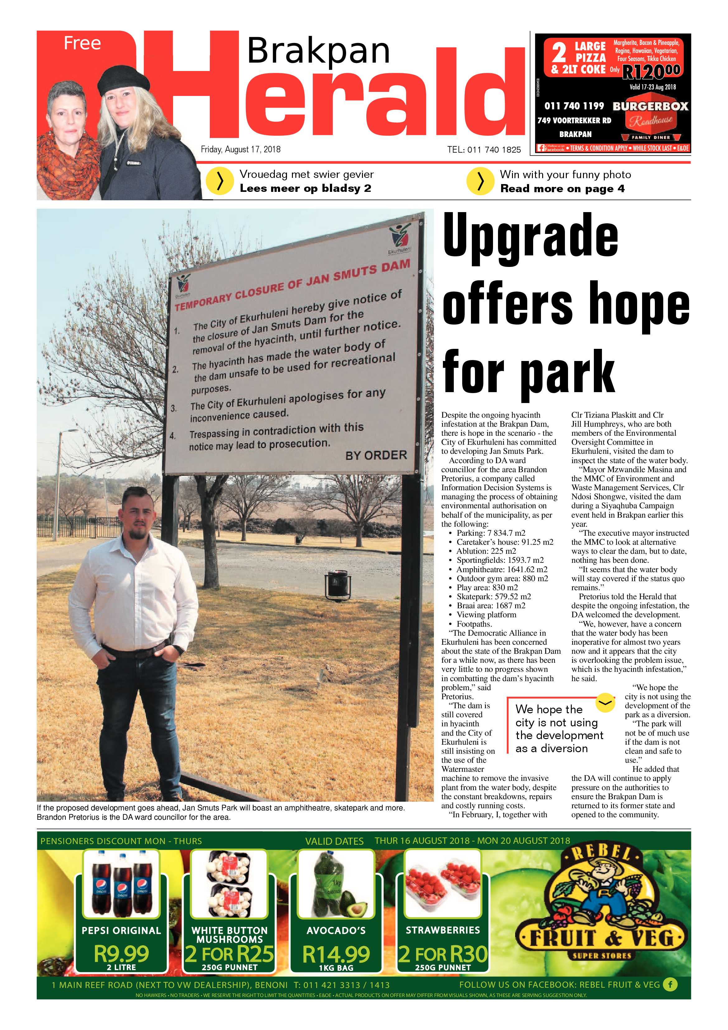 Brakpan Herald 17 August 2018 page 1
