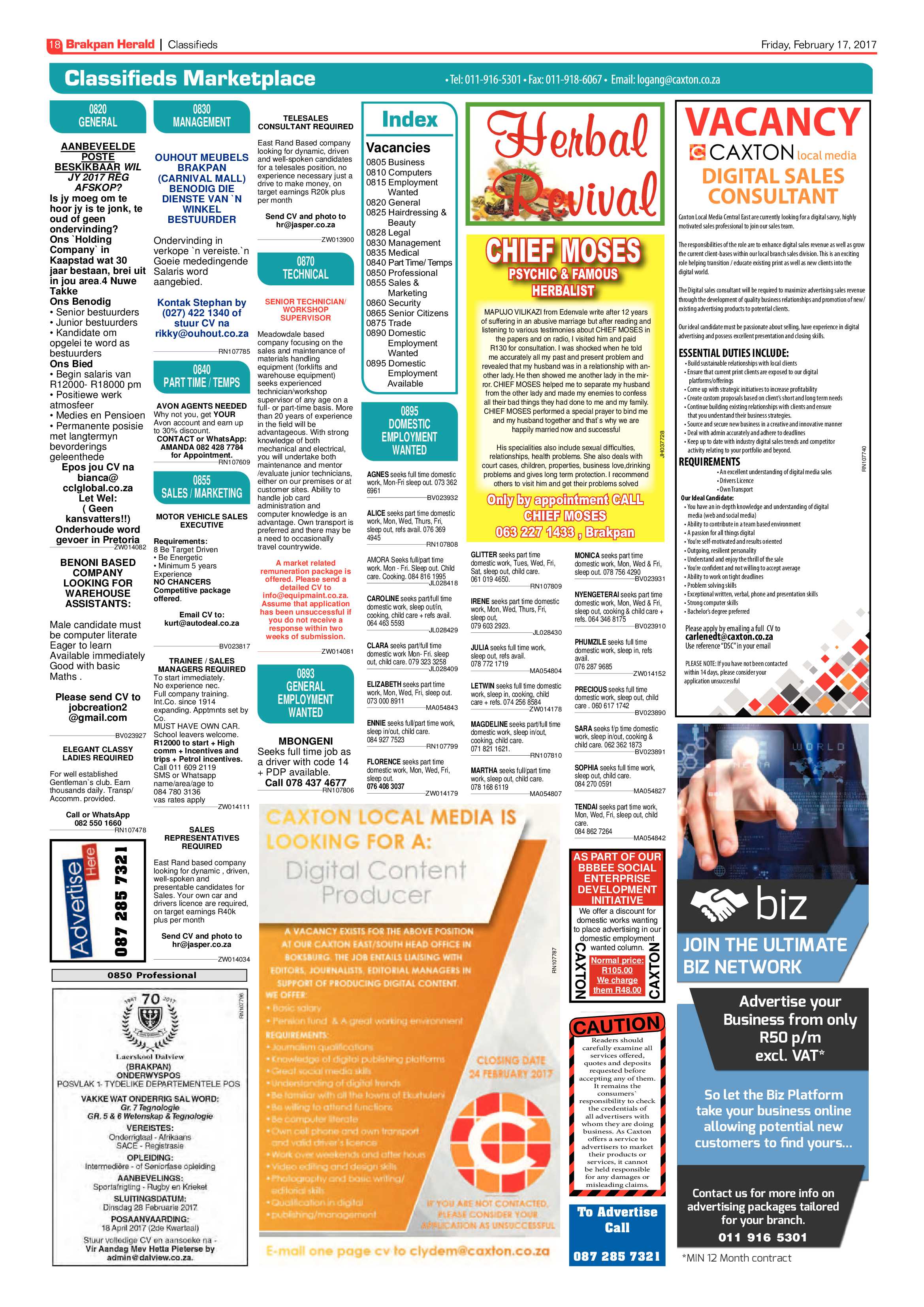 Brakpan Herald 17 February 2017 page 18