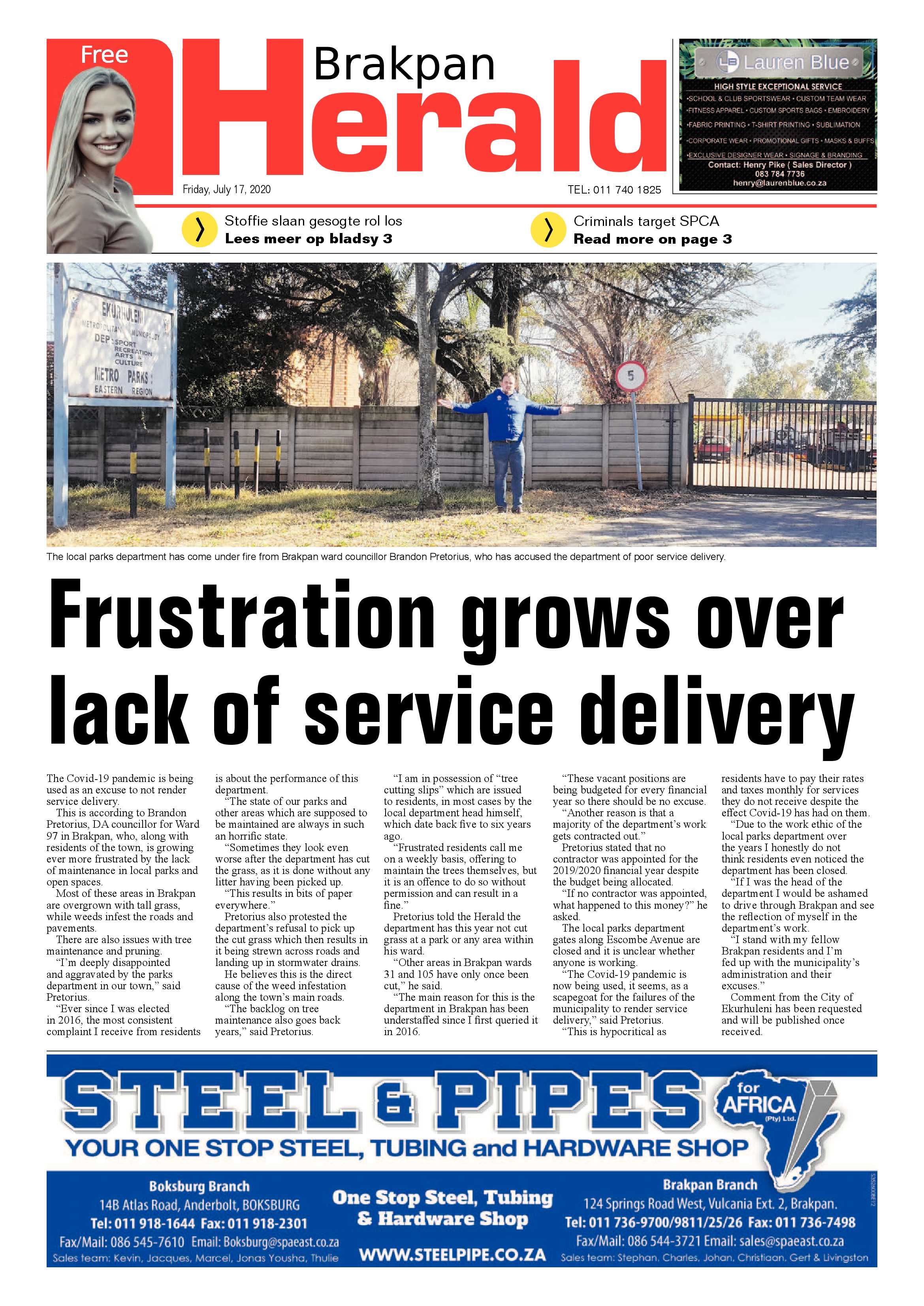 Brakpan Herald 17 July 2020 page 1