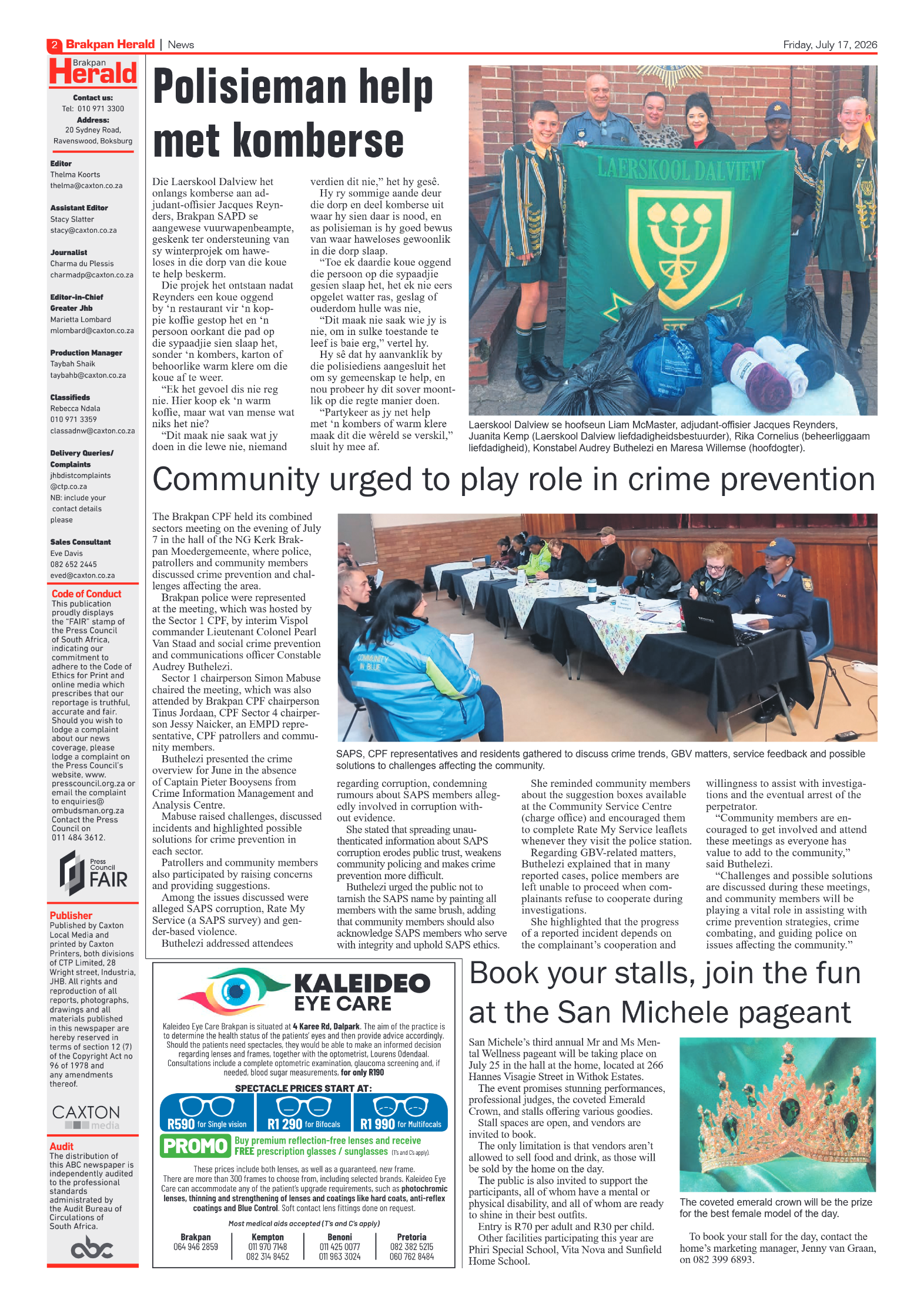 Brakpan Herald 17 July 2026 page 2
