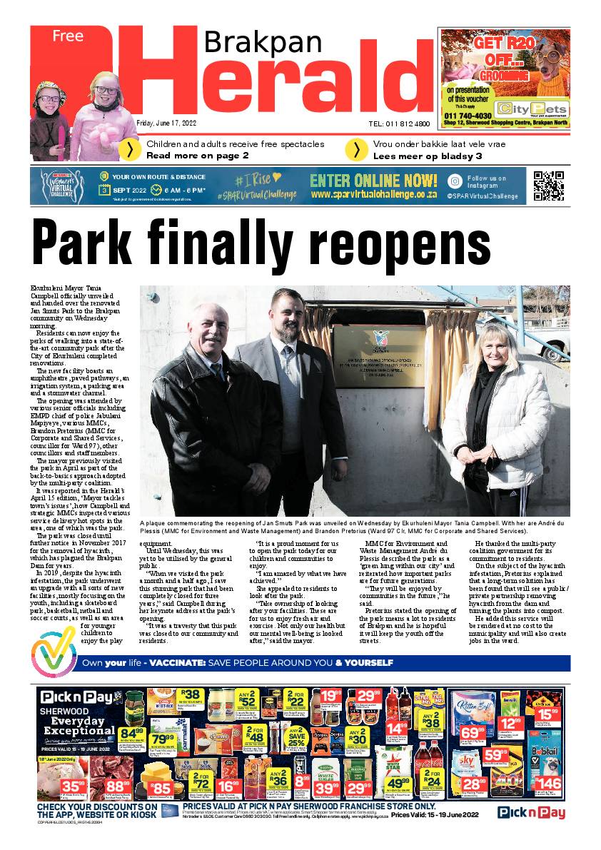 Brakpan Herald 17 June 2022 page 1