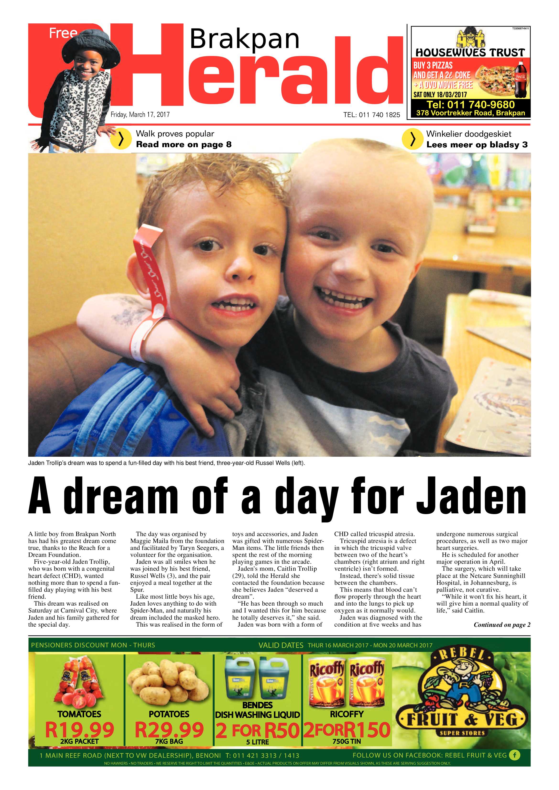 Brakpan Herald 17 March 2017 page 1
