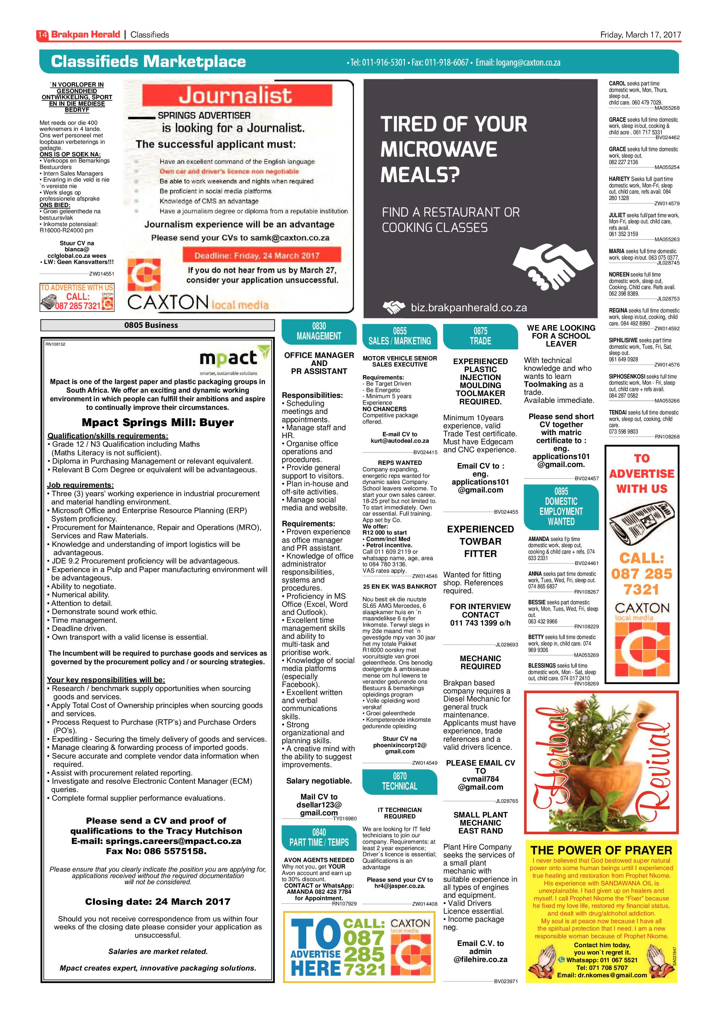 Brakpan Herald 17 March 2017 page 14